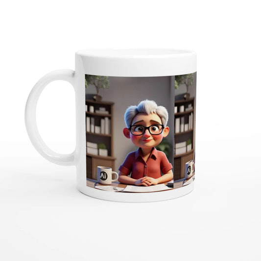 Ceramic Mug with Inspirational Senior Lady Embracing Technology – 11oz Capacity - Resilient Mind Media