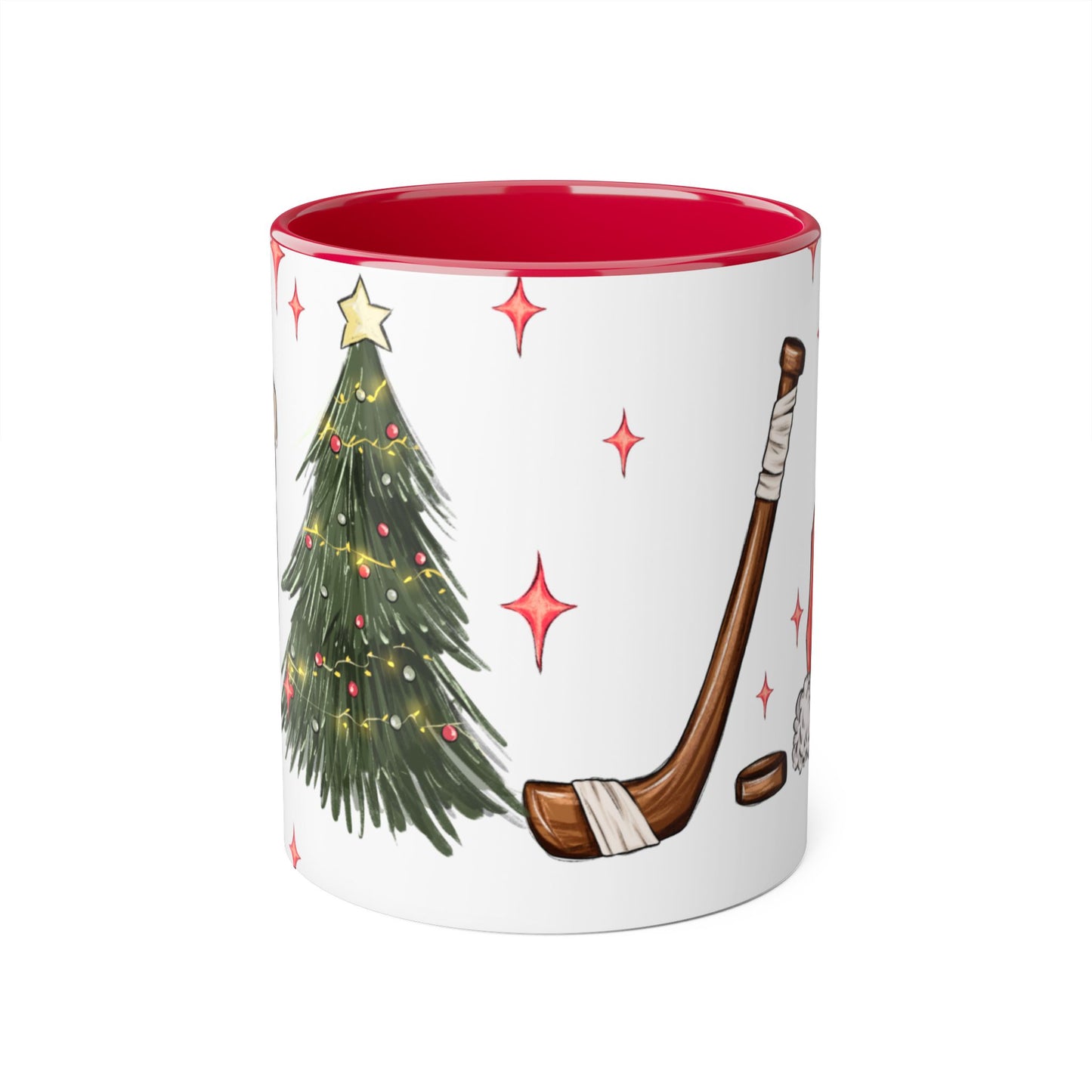 TIS THE SEASON CHRISTMAS HOCKEY Festive Hockey Accent Mug - 11oz Christmas Design - Resilient Mind Media