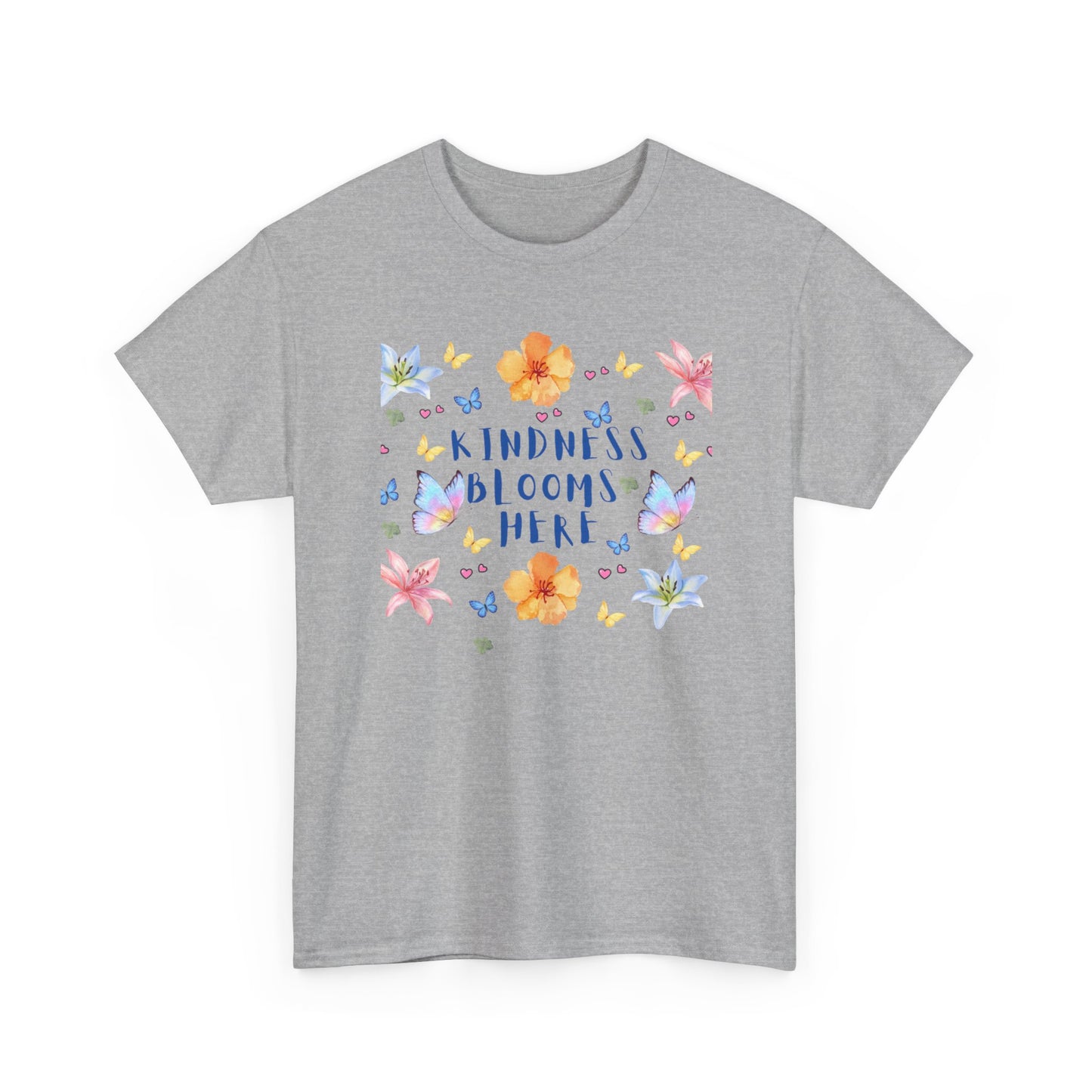 POSITIVITY MENTAL HEALTH Kindness Blooms Here Unisex Heavy Cotton Tee - Resilient Mind Media