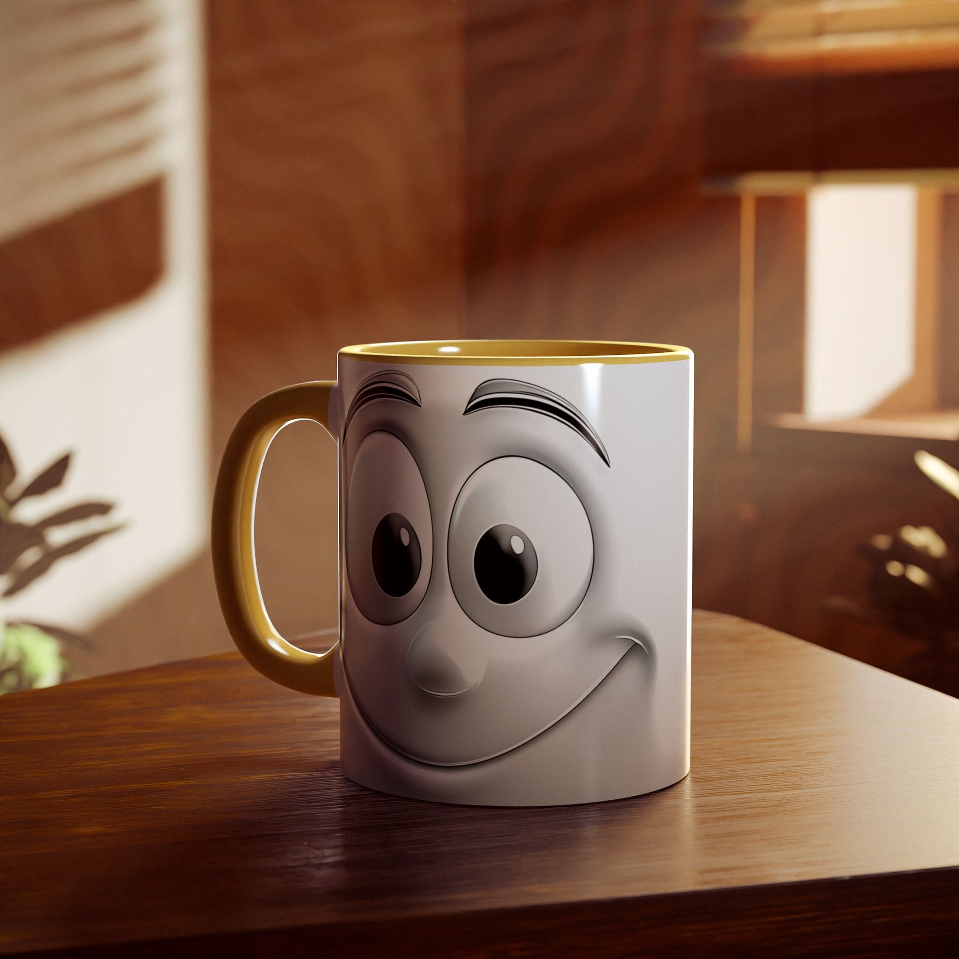 Cheerful Face Accent Mug - 11oz Coffee Cup for Daily Motivation - Resilient Mind Media