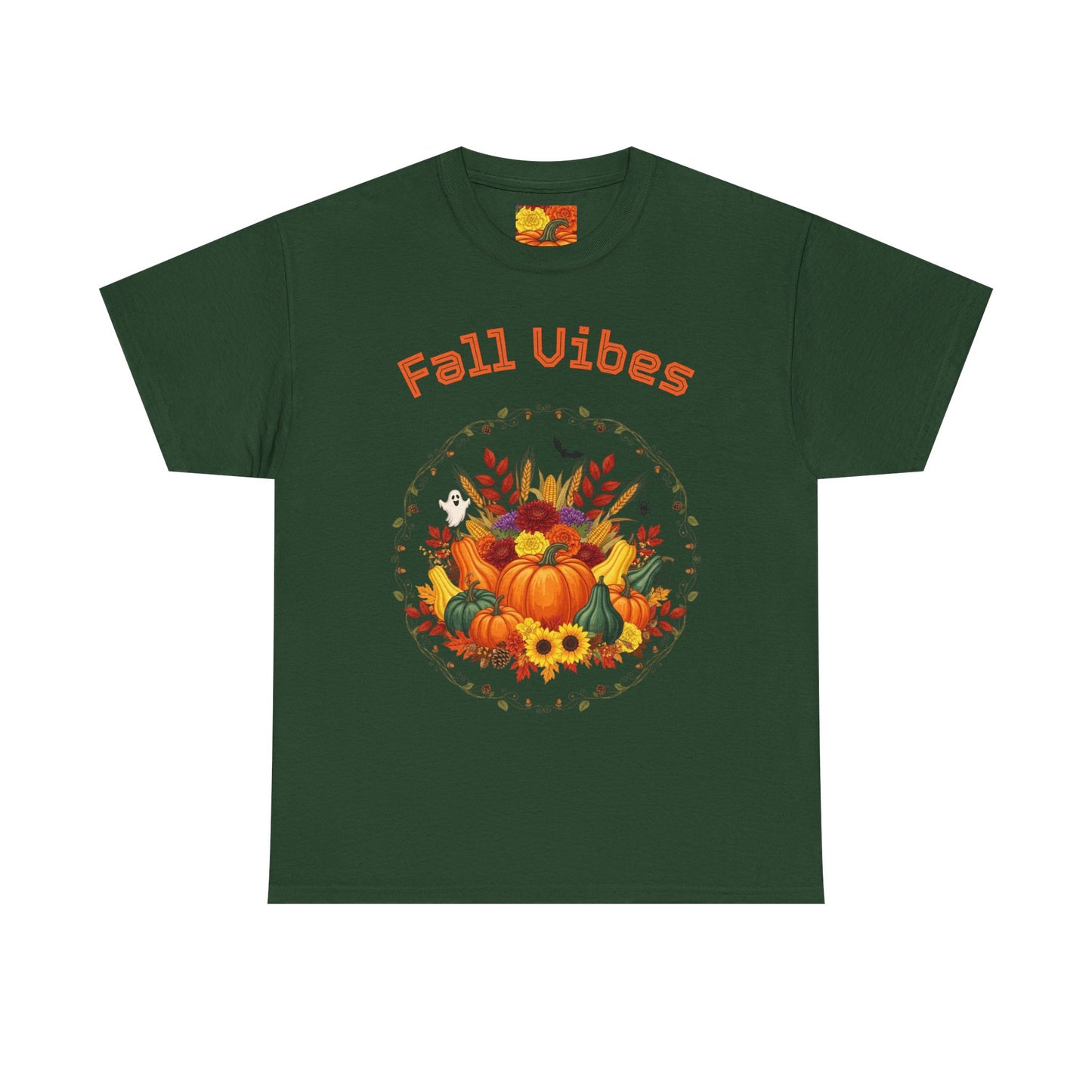 Fall Vibes Unisex Cotton Tee | Cute Autumn Shirt for Thanksgiving, Seasonal Gatherings, Cozy Nights, Harvest Celebrations, Gift