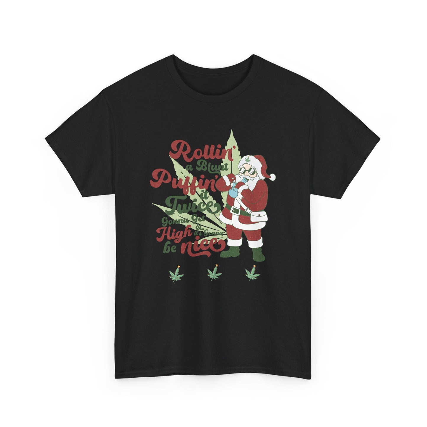 WEED FUNNY Holiday Cannabis Santa Tee – Unisex Heavy Cotton T-Shirt - Resilient Mind Media