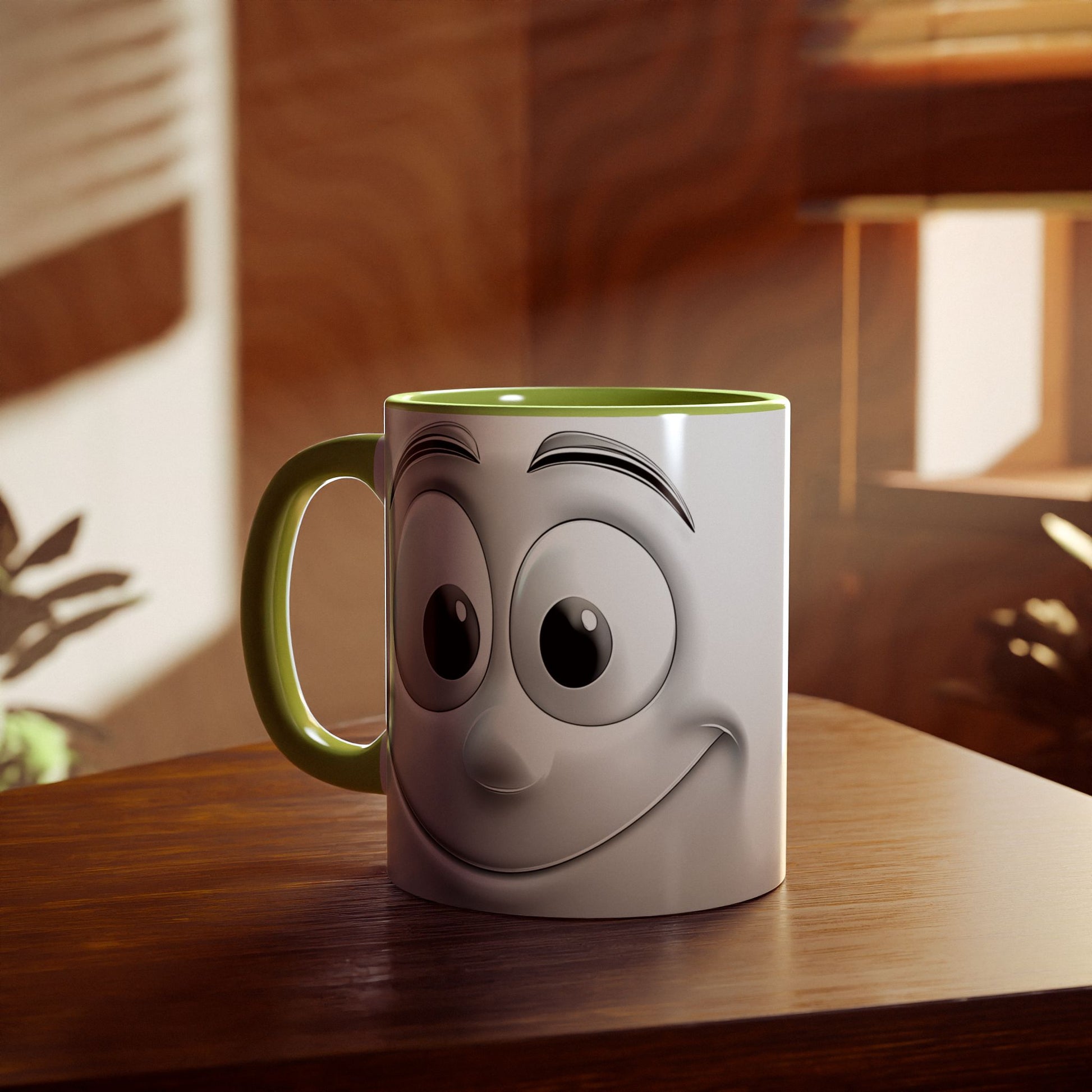 Cheerful Face Accent Mug - 11oz Coffee Cup for Daily Motivation - Resilient Mind Media