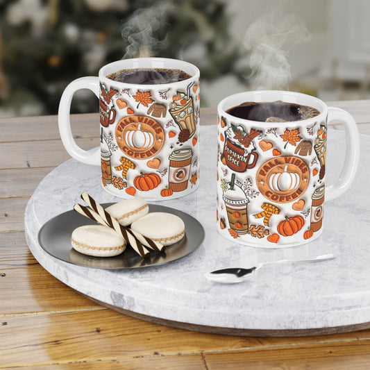 Autumn Vibes Ceramic Mug - Cozy Fall Coffee Cup with Pumpkin and Spice Designs - Resilient Mind Media