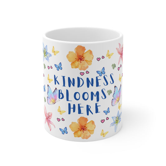 POSITIVITY MENTAL HEALTH Kindness Blooms Floral Ceramic Mug | 11oz, 15oz, 20oz - Resilient Mind Media