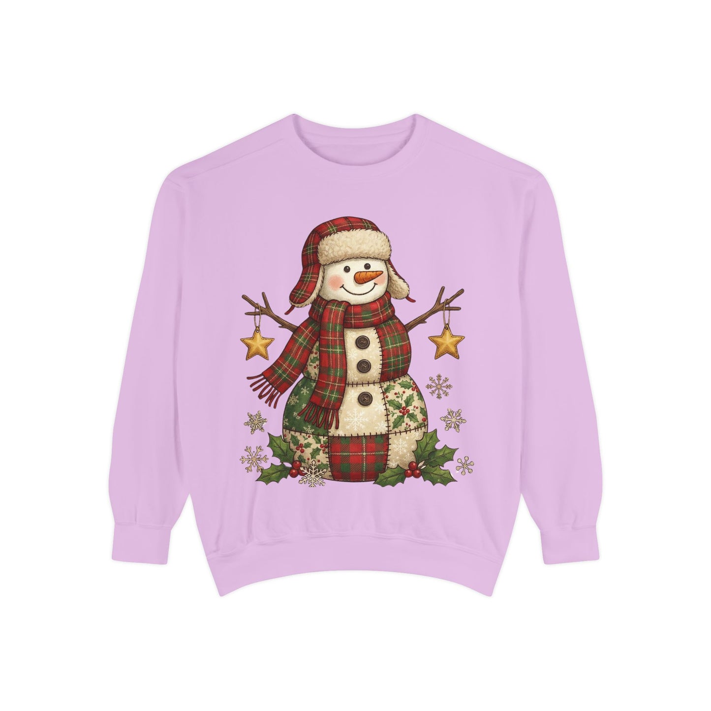 Faux Patchwork Design Vintage Snowman Sweatshirt | Rustic Plaid Christmas Crewneck | Farmhouse Holiday Sweater | Cute Winter Pullover Gift for Her - Resilient Mind Media