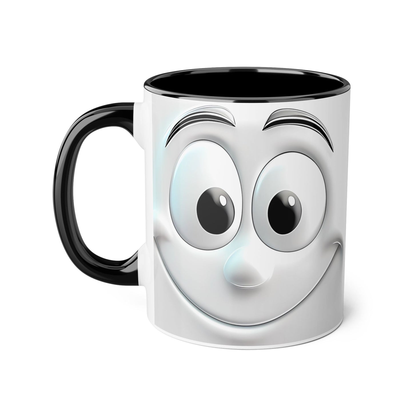 Cheerful Face Accent Mug - 11oz Coffee Cup for Daily Motivation - Resilient Mind Media