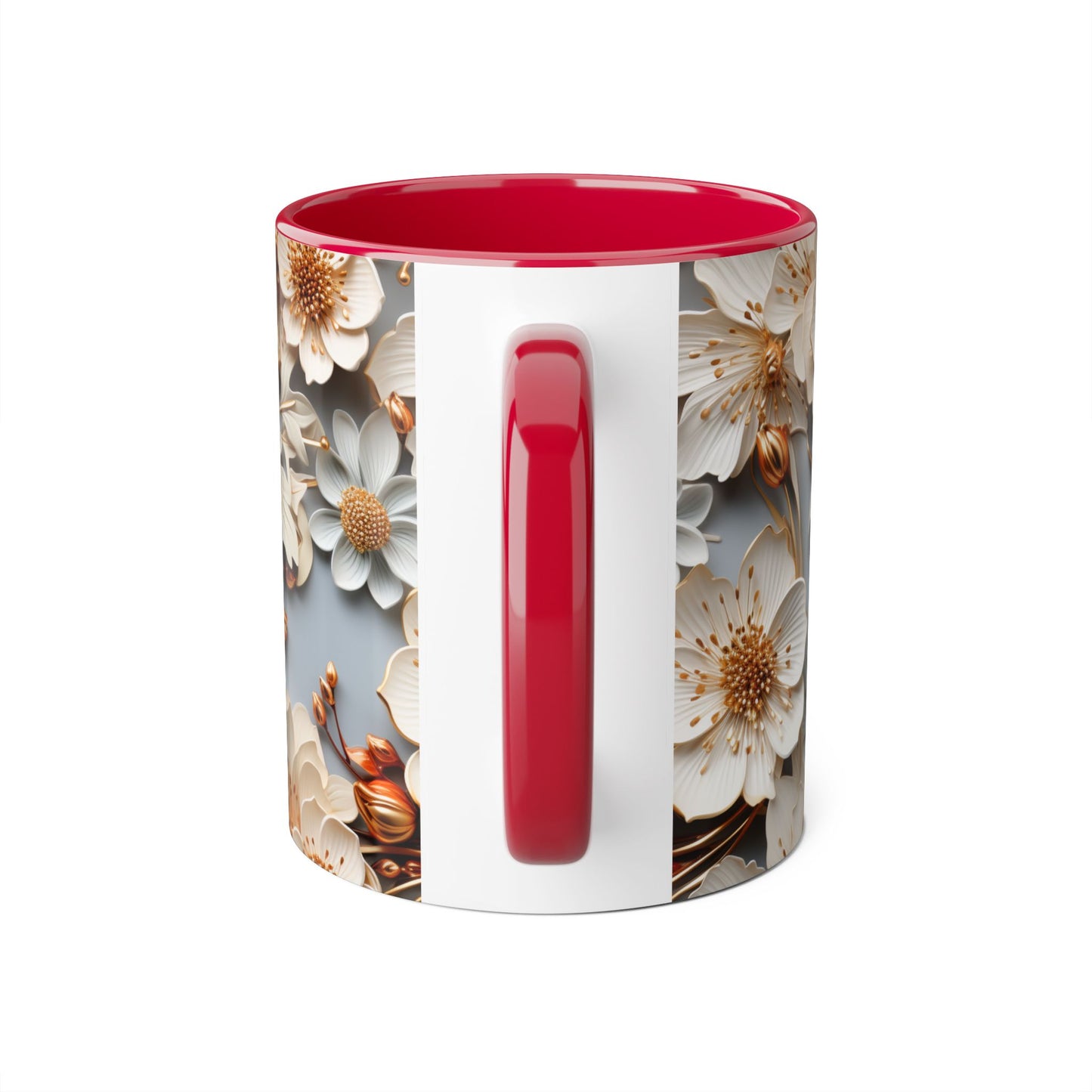 Elegant Floral Accent Mug - 11oz Coffee Cup with Black Handle - Resilient Mind Media