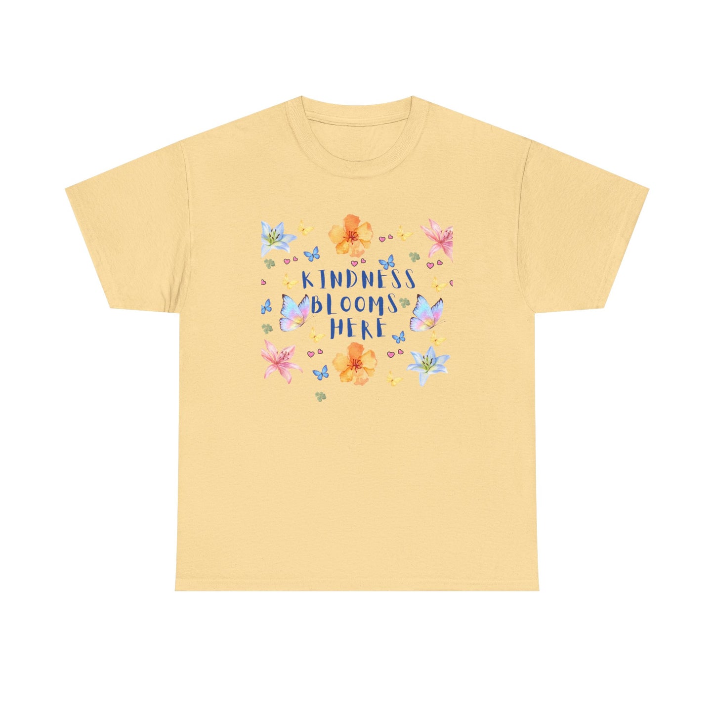 POSITIVITY MENTAL HEALTH Kindness Blooms Here Unisex Heavy Cotton Tee - Resilient Mind Media