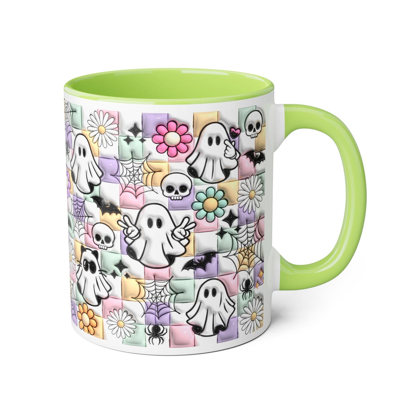 Halloween Ghosts and Flowers Accent Mug, 11oz - Resilient Mind Media