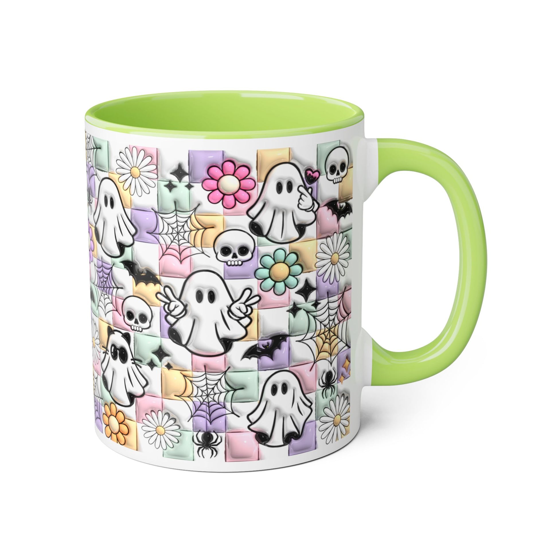 Halloween Ghosts and Flowers Accent Mug, 11oz - Resilient Mind Media
