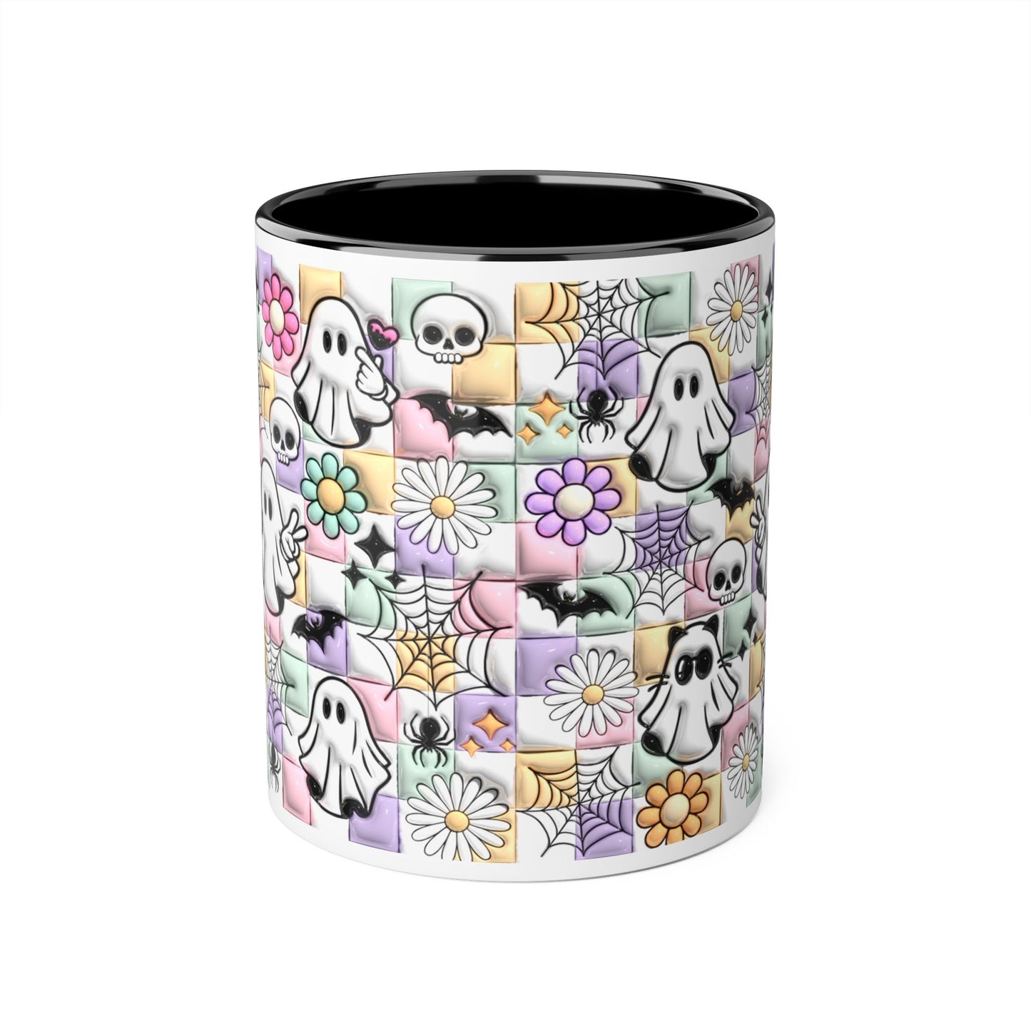 Halloween Ghosts and Flowers Accent Mug, 11oz - Resilient Mind Media