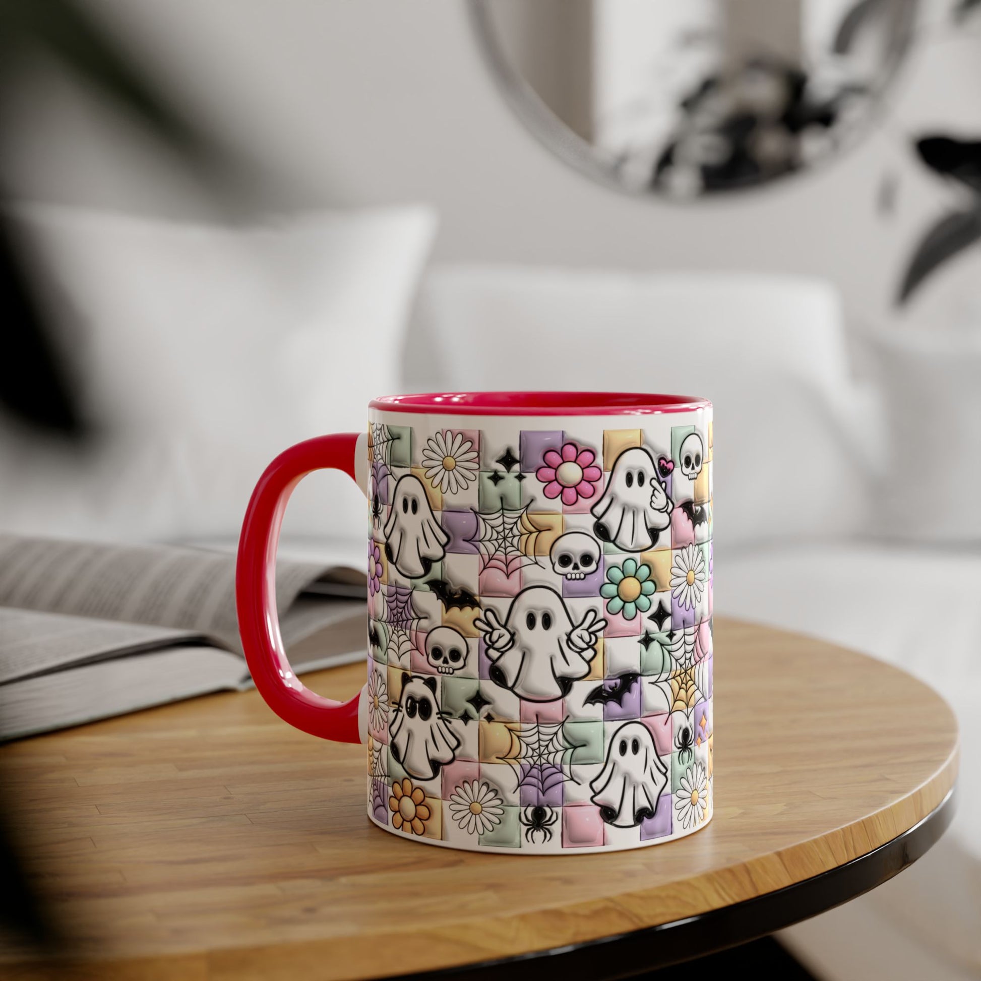 Halloween Ghosts and Flowers Accent Mug, 11oz - Resilient Mind Media