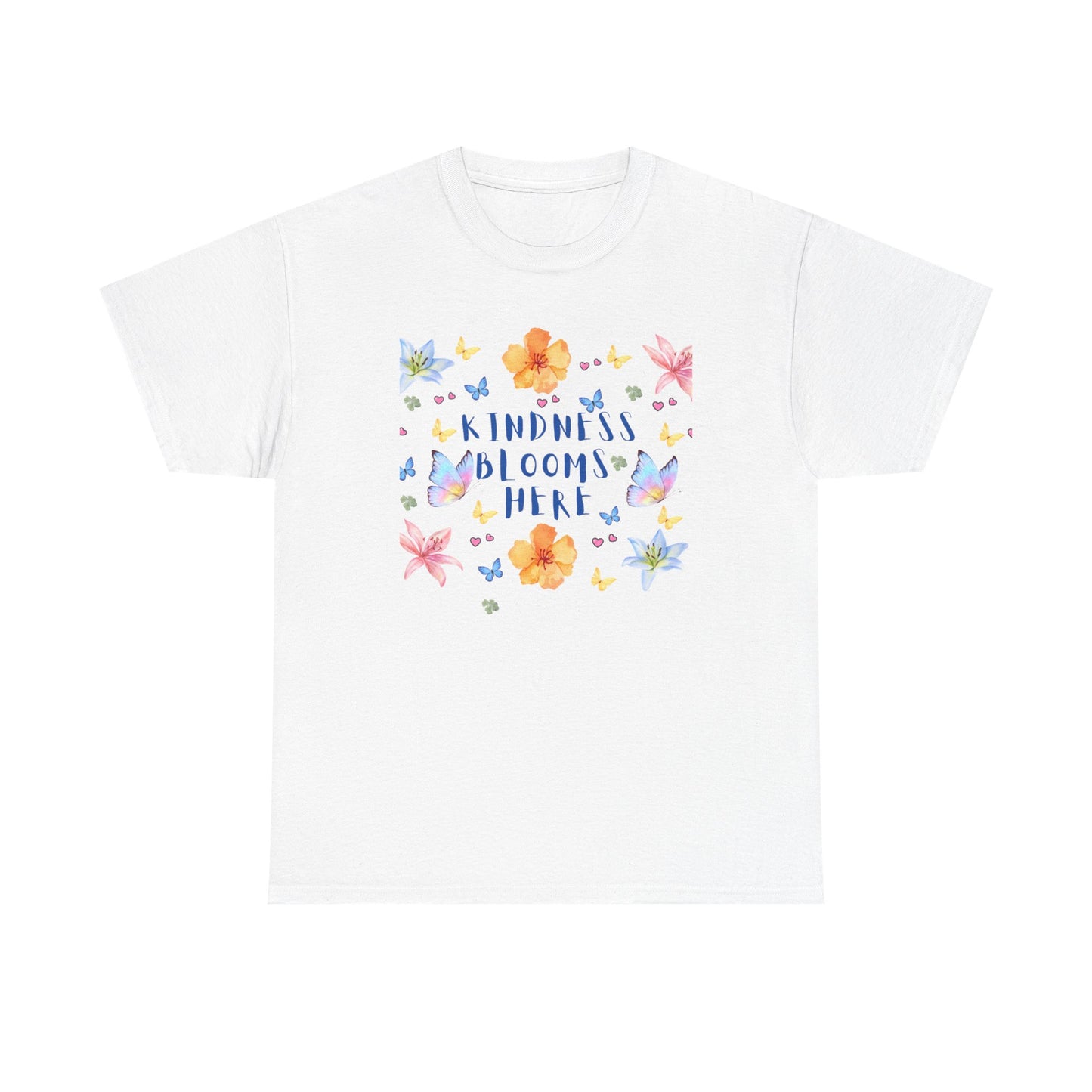 POSITIVITY MENTAL HEALTH Kindness Blooms Here Unisex Heavy Cotton Tee - Resilient Mind Media