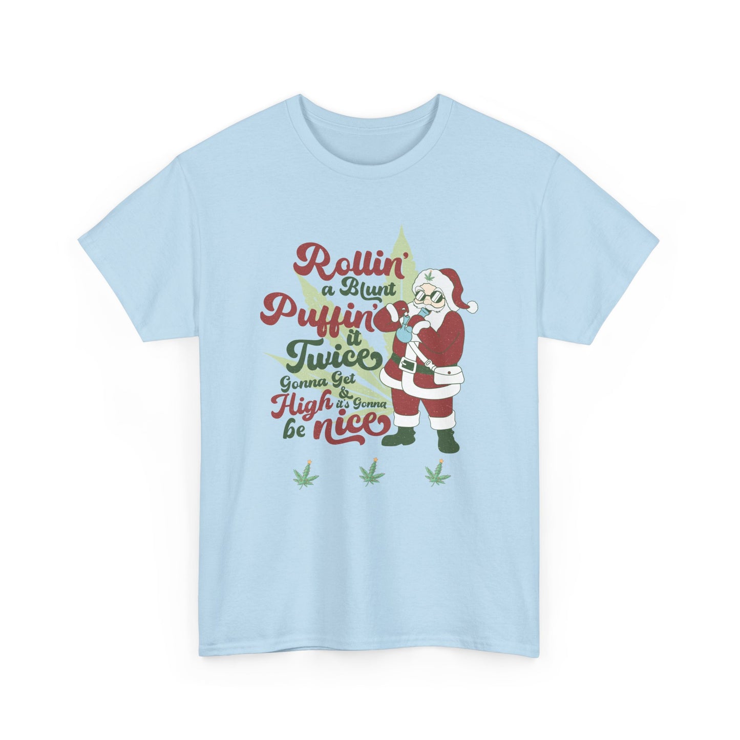 WEED FUNNY Holiday Cannabis Santa Tee – Unisex Heavy Cotton T-Shirt - Resilient Mind Media