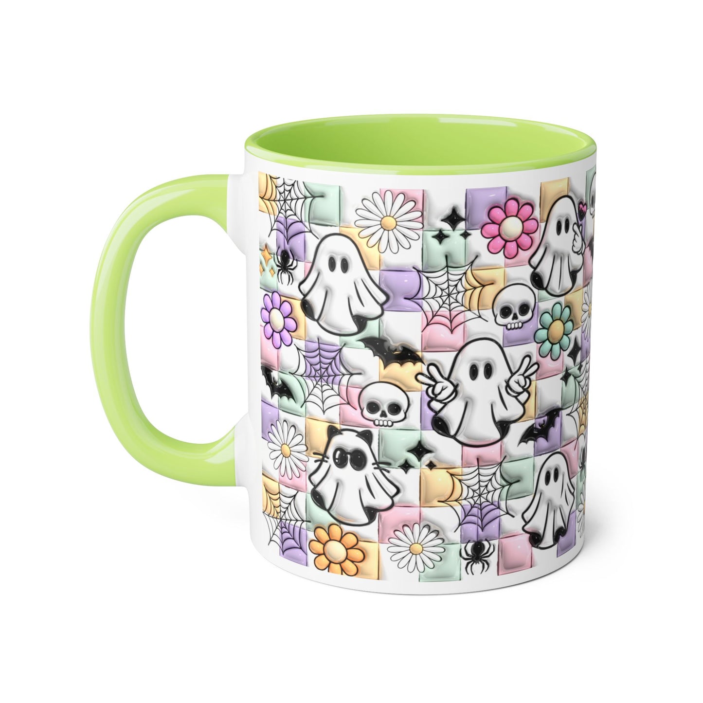 Halloween Ghosts and Flowers Accent Mug, 11oz - Resilient Mind Media