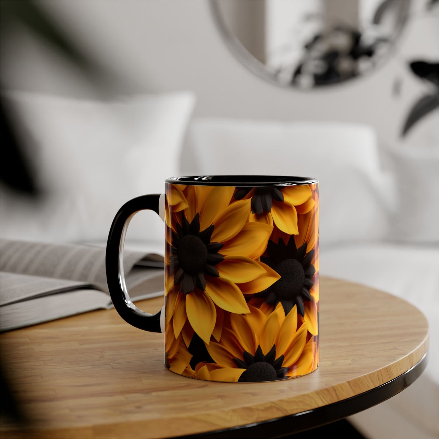 Sunflower Accent Mug - 11oz Floral Coffee Cup for Nature Lovers - Resilient Mind Media