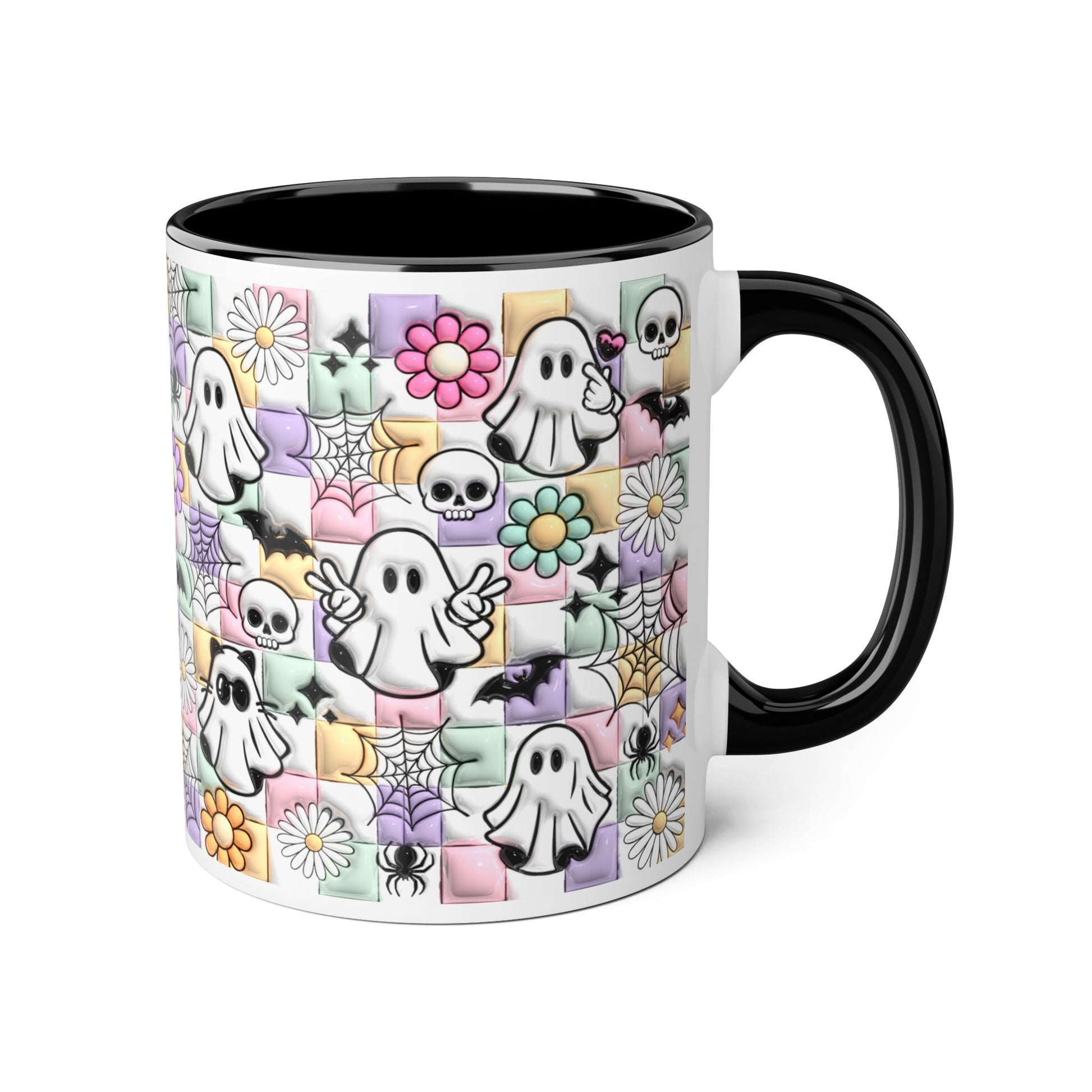 Halloween Ghosts and Flowers Accent Mug, 11oz - Resilient Mind Media