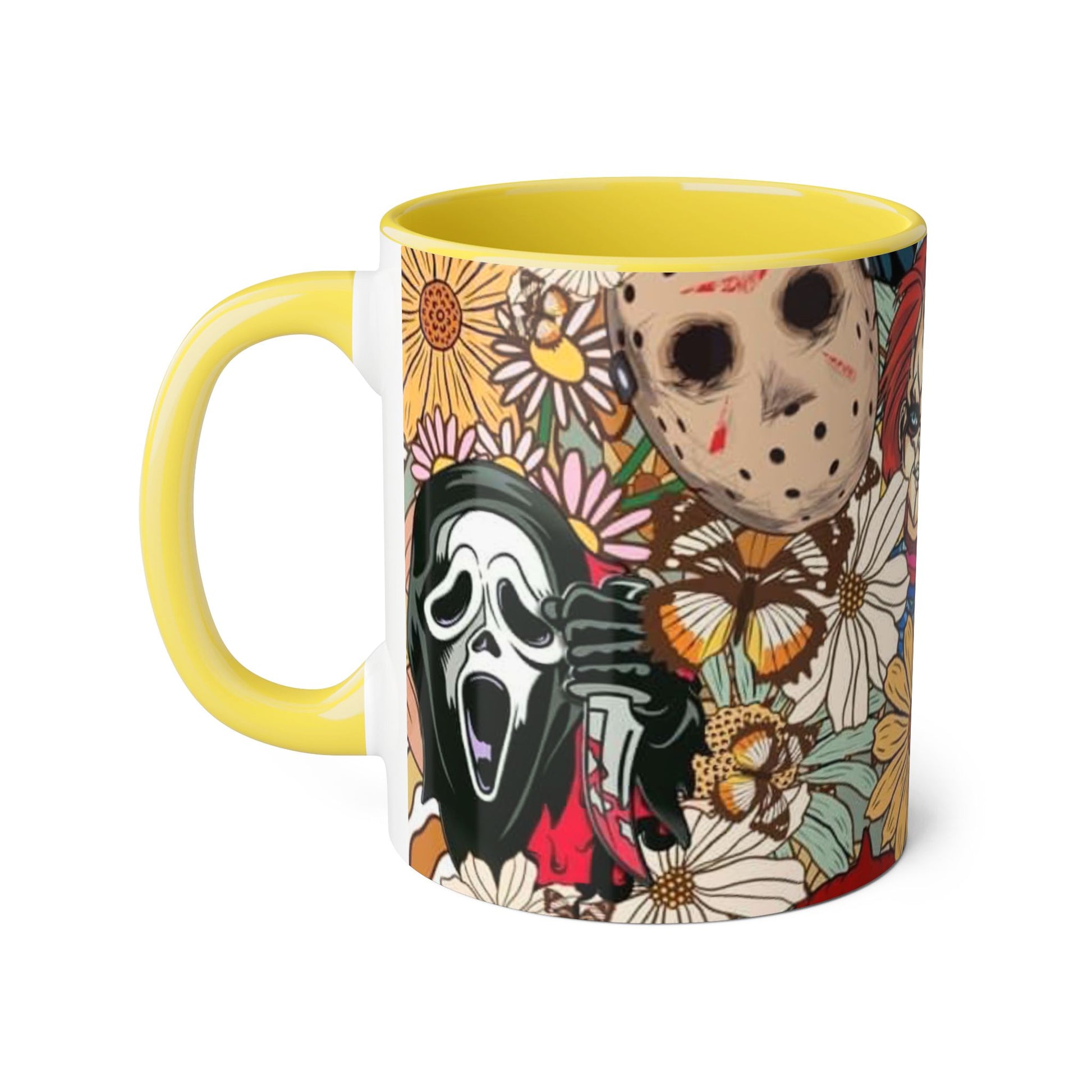 Chic Horror Accent Mugs, 11oz | Unique Gift for Horror Fans, Coffee Lover's Collectible, Spooky Seasonal Decor, Movie Night Essentials - Resilient Mind Media