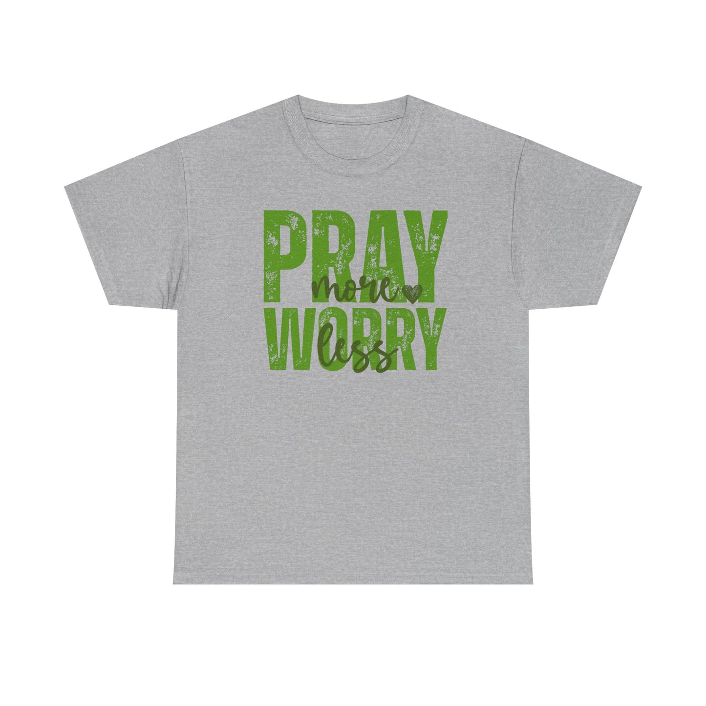 pray more worry less Inspirational Unisex Heavy Cotton Tee - 'Pray Worry' Motivational Shirt - Resilient Mind Media