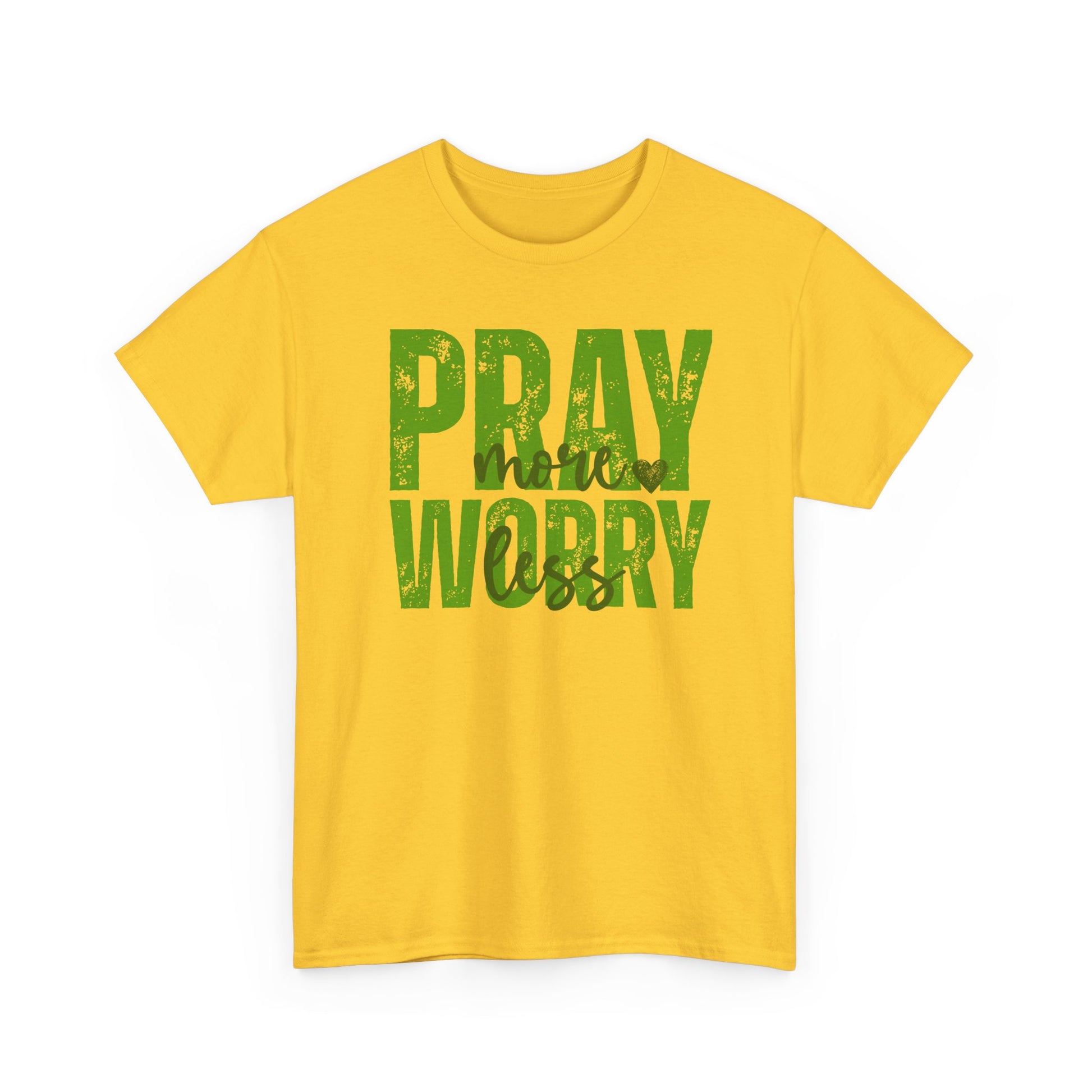 pray more worry less Inspirational Unisex Heavy Cotton Tee - 'Pray Worry' Motivational Shirt - Resilient Mind Media