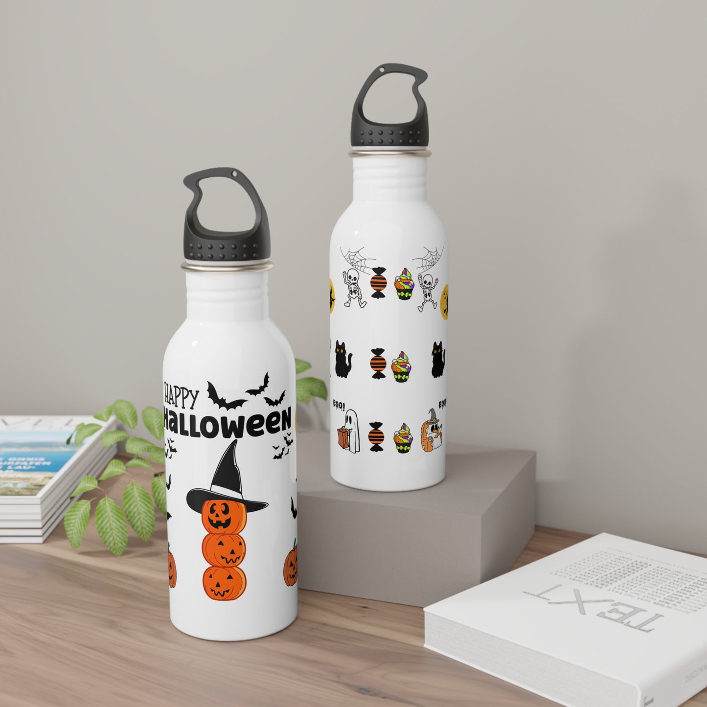 Halloween Themed Stainless Steel Water Bottle, Trick or Treat, Eco - Friendly Gift, Spooky Decor, Pumpkin Design, Hydration for Fall [...] - Resilient Mind Media