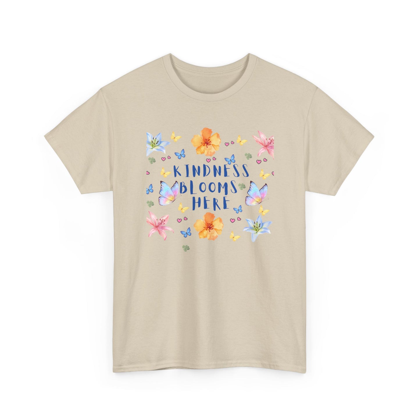 POSITIVITY MENTAL HEALTH Kindness Blooms Here Unisex Heavy Cotton Tee - Resilient Mind Media