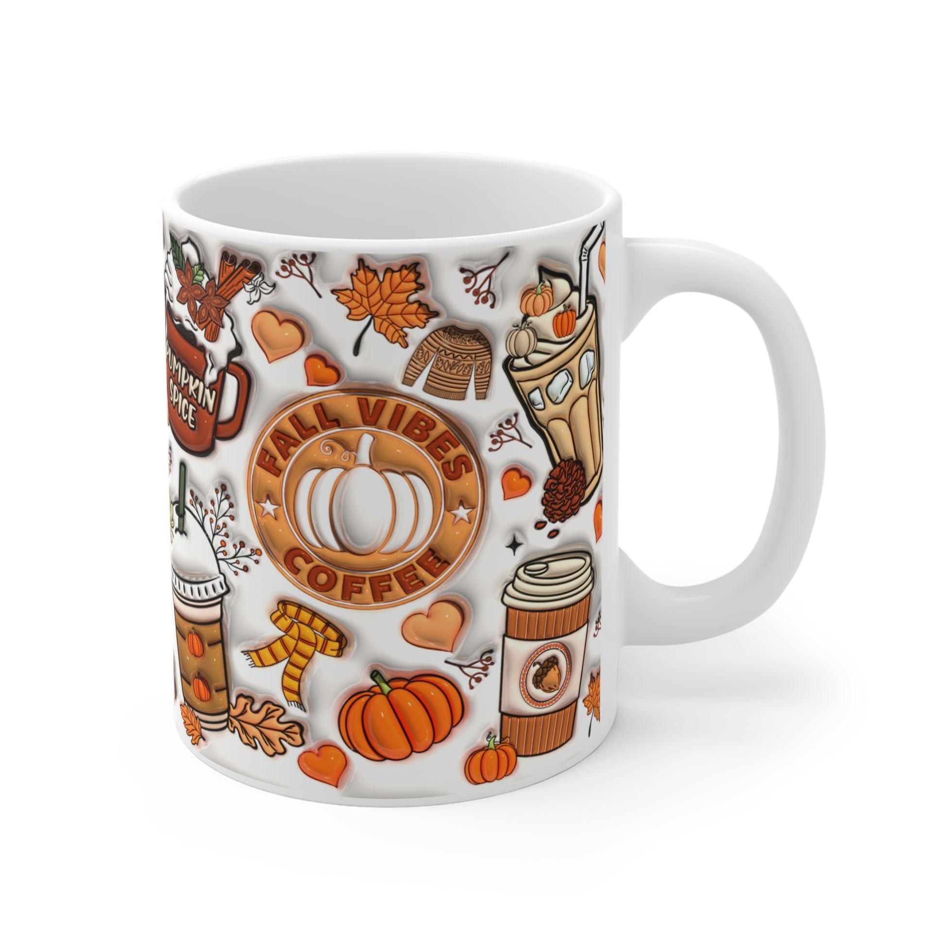 Autumn Vibes Ceramic Mug - Cozy Fall Coffee Cup with Pumpkin and Spice Designs - Resilient Mind Media