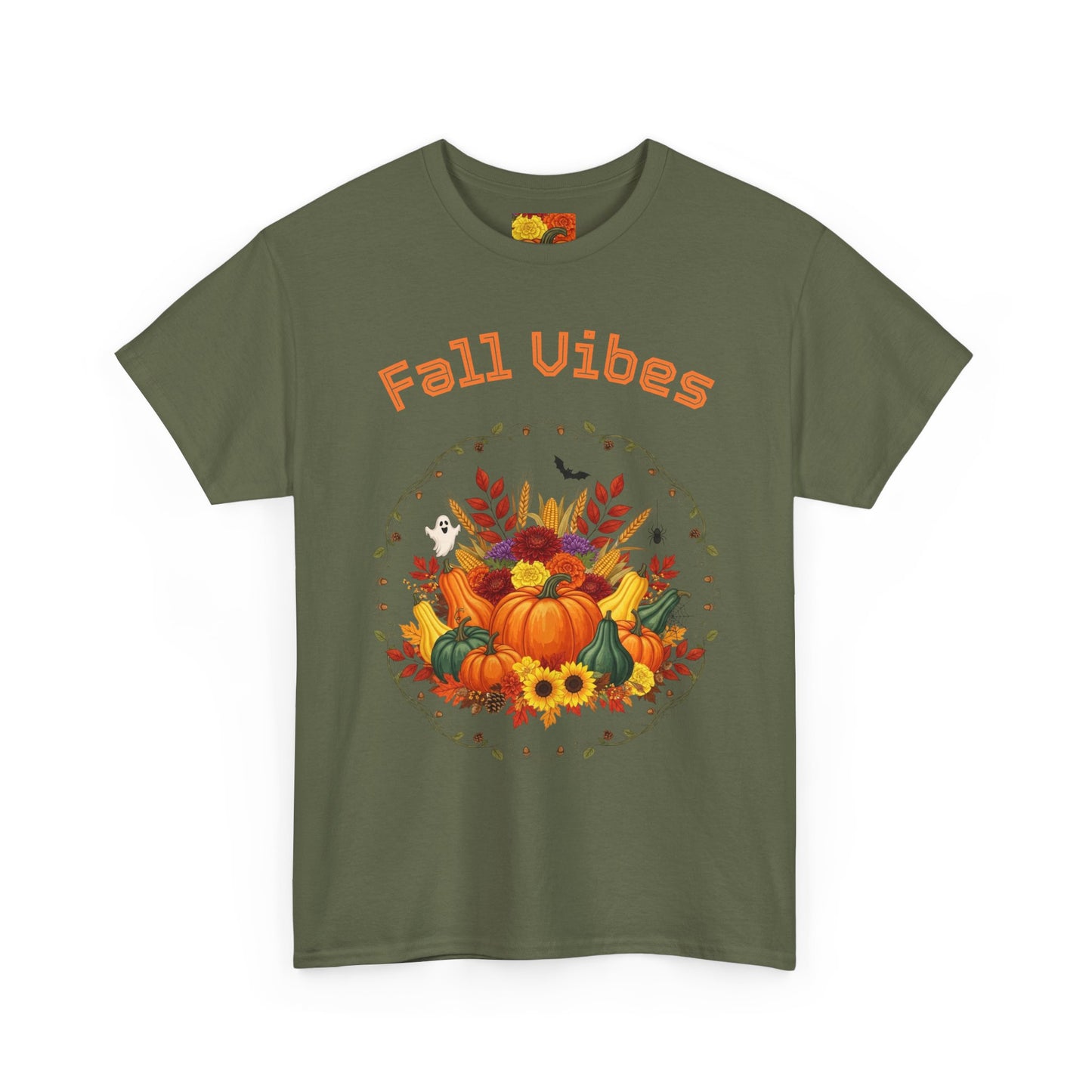 Fall Vibes Unisex Cotton Tee | Cute Autumn Shirt for Thanksgiving, Seasonal Gatherings, Cozy Nights, Harvest Celebrations, Gift