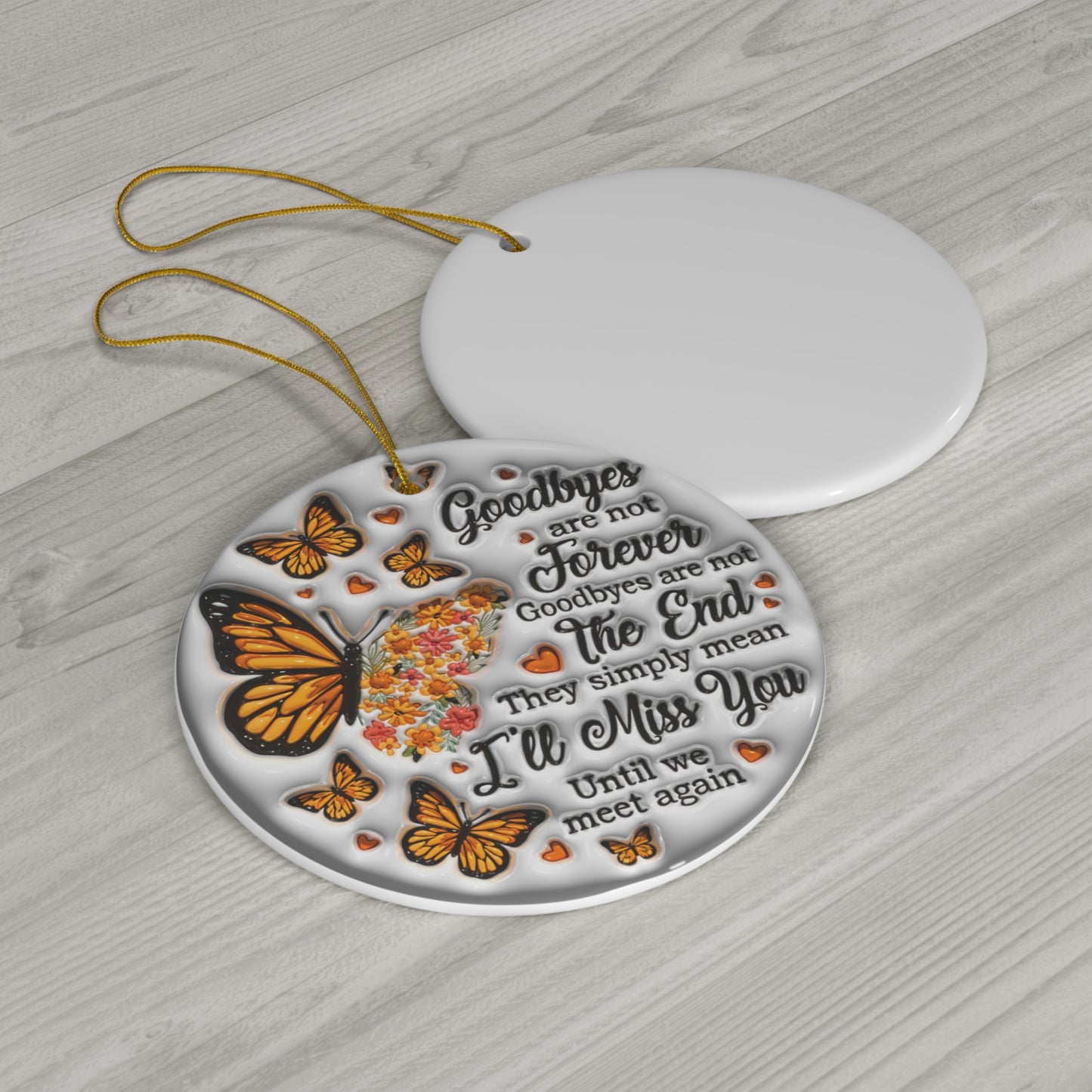 Memorial Butterfly Ceramic Ornament - Goodbye Tribute - Resilient Mind Media