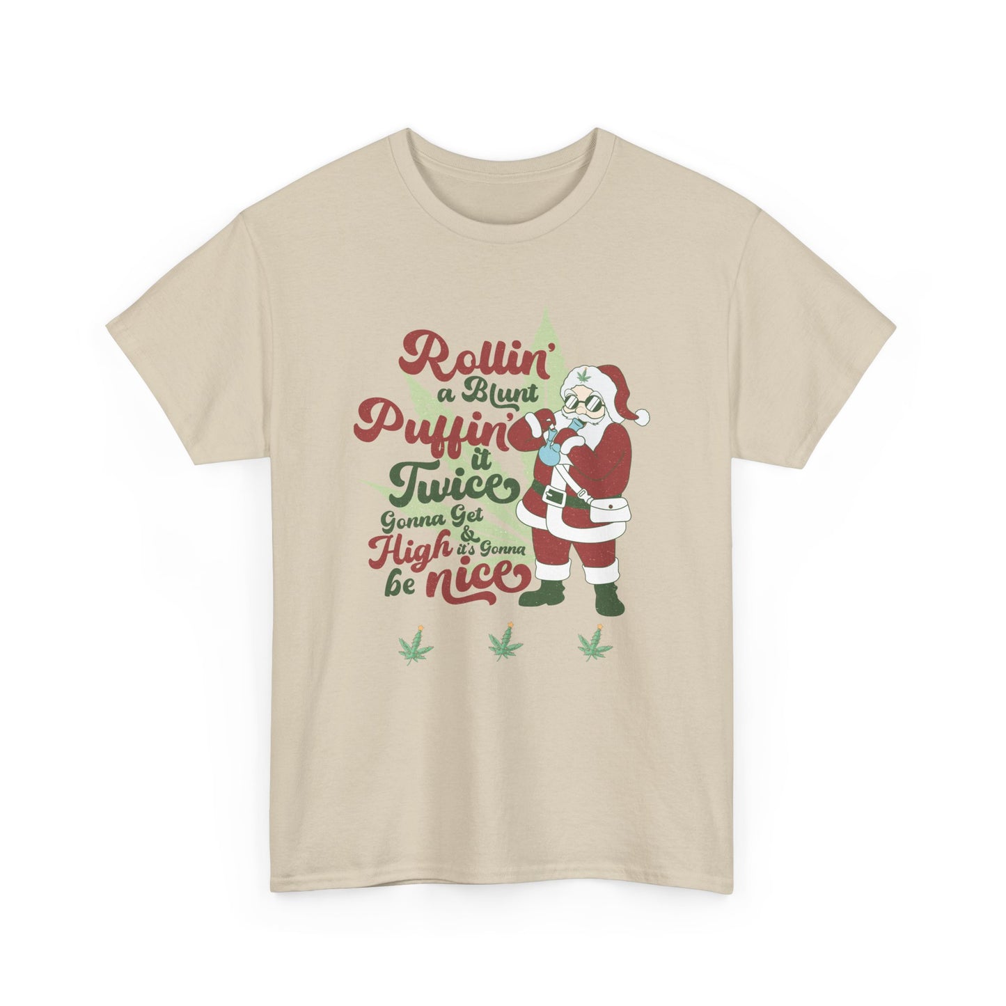 WEED FUNNY Holiday Cannabis Santa Tee – Unisex Heavy Cotton T-Shirt - Resilient Mind Media