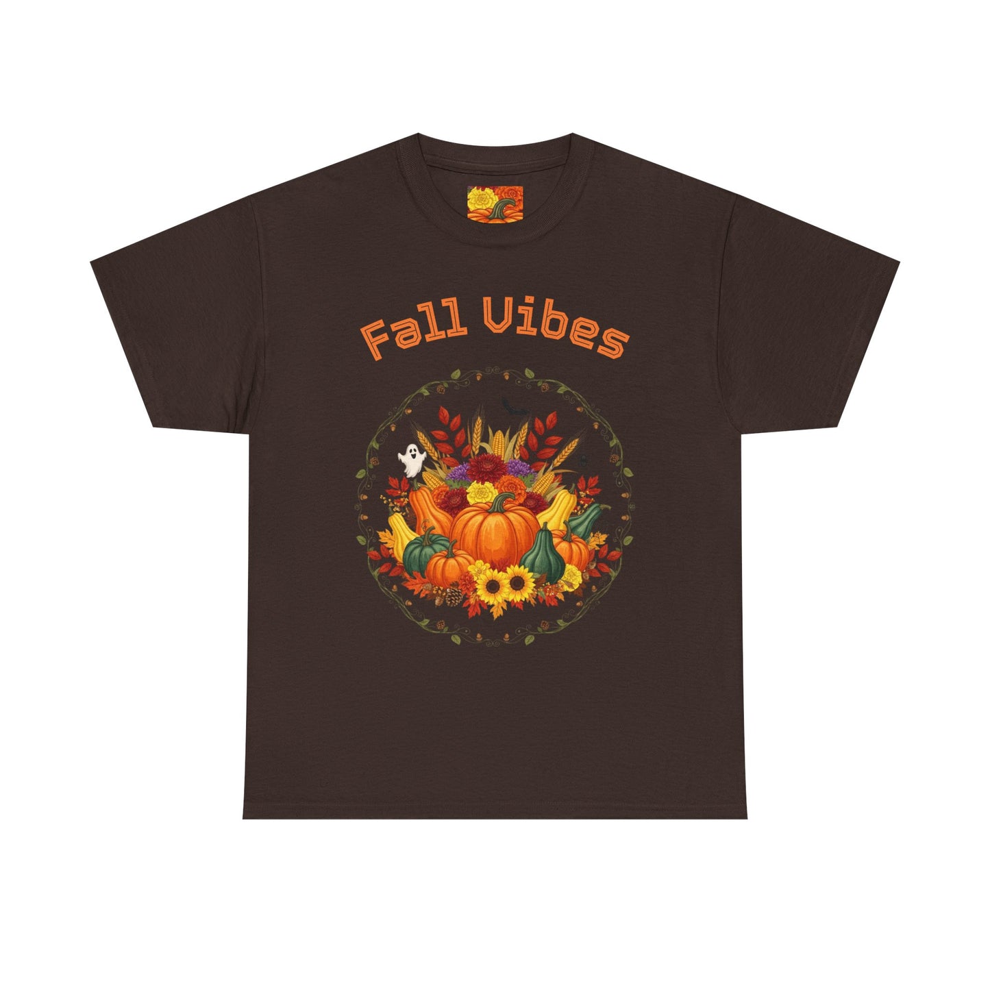 Fall Vibes Unisex Cotton Tee | Cute Autumn Shirt for Thanksgiving, Seasonal Gatherings, Cozy Nights, Harvest Celebrations, Gift
