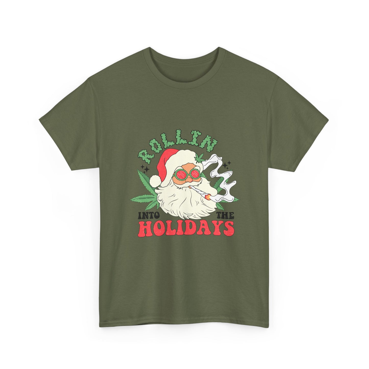 WEED FUNNY CANNABIS Rollin' into the Holidays Unisex Heavy Cotton Tee - Resilient Mind Media