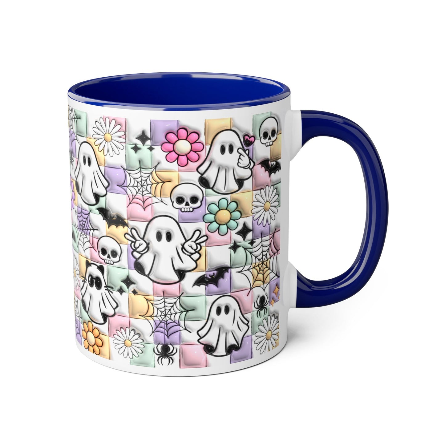 Halloween Ghosts and Flowers Accent Mug, 11oz - Resilient Mind Media