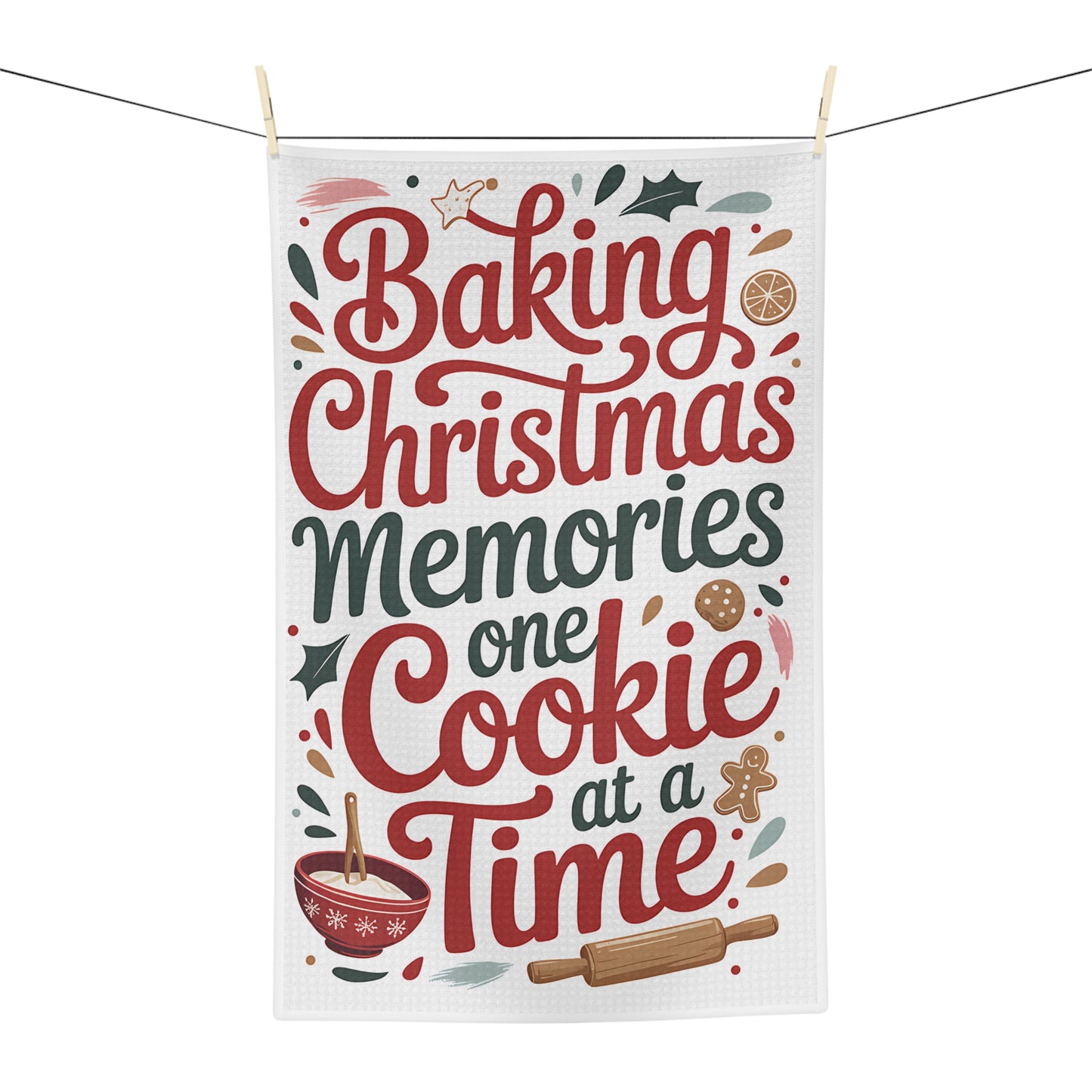 Baking Christmas Memories One Cookie at a Time Tea Towel | Microfiber - Resilient Mind Media