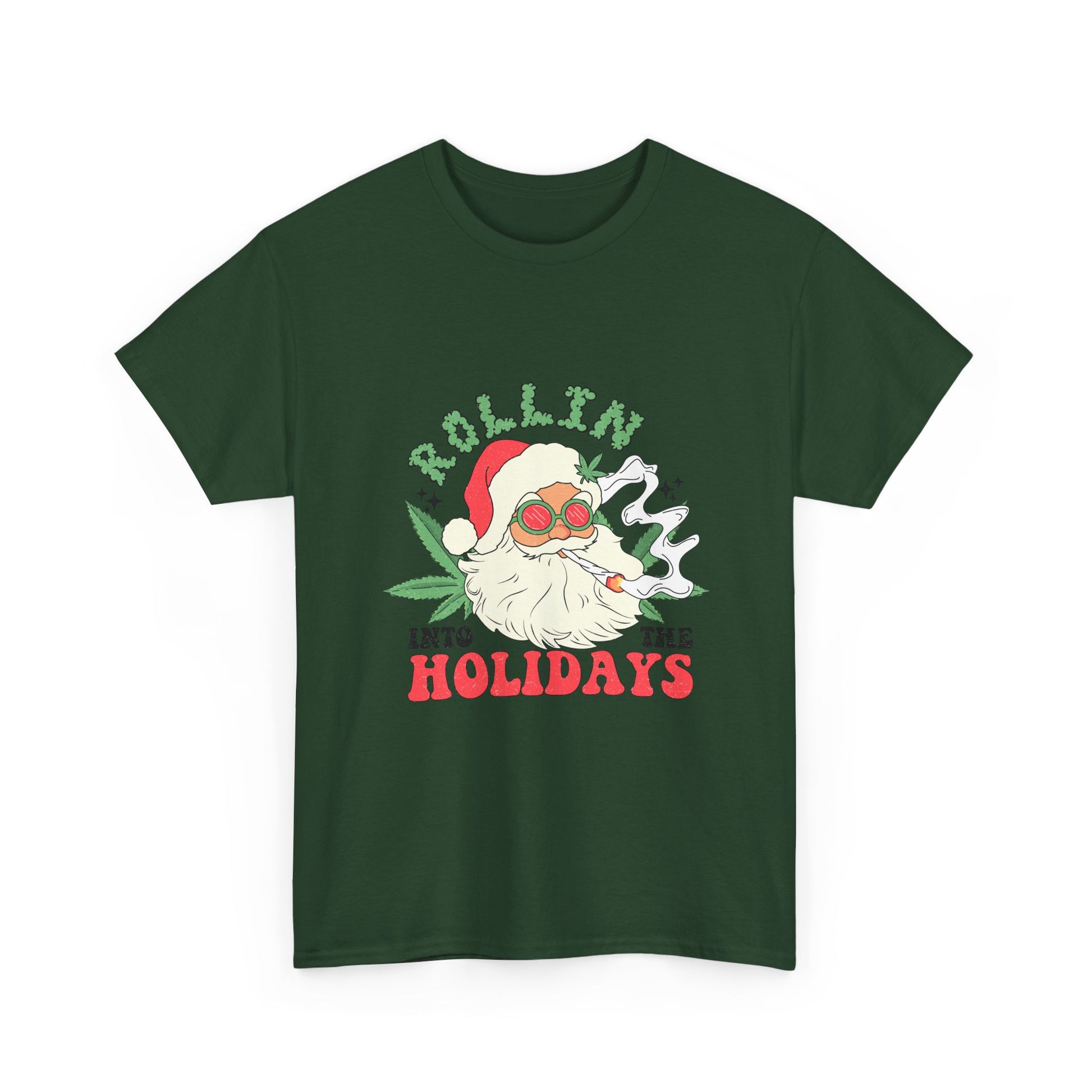 WEED FUNNY CANNABIS Rollin' into the Holidays Unisex Heavy Cotton Tee - Resilient Mind Media