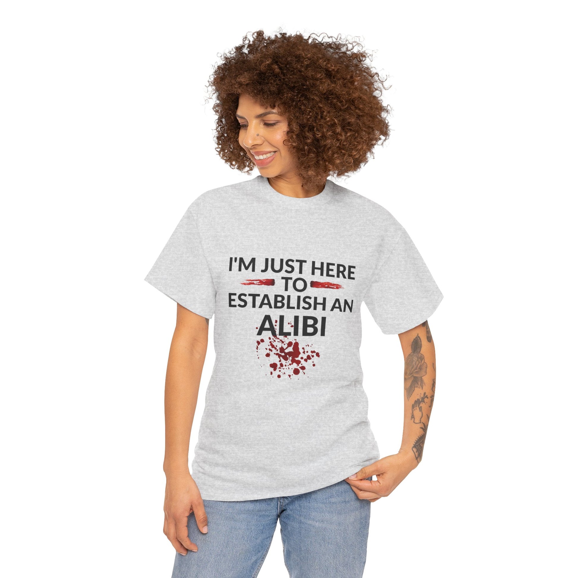 Murder Mystery Fan Tee: "I'm Just Here to Establish an Alibi" - Resilient Mind Media