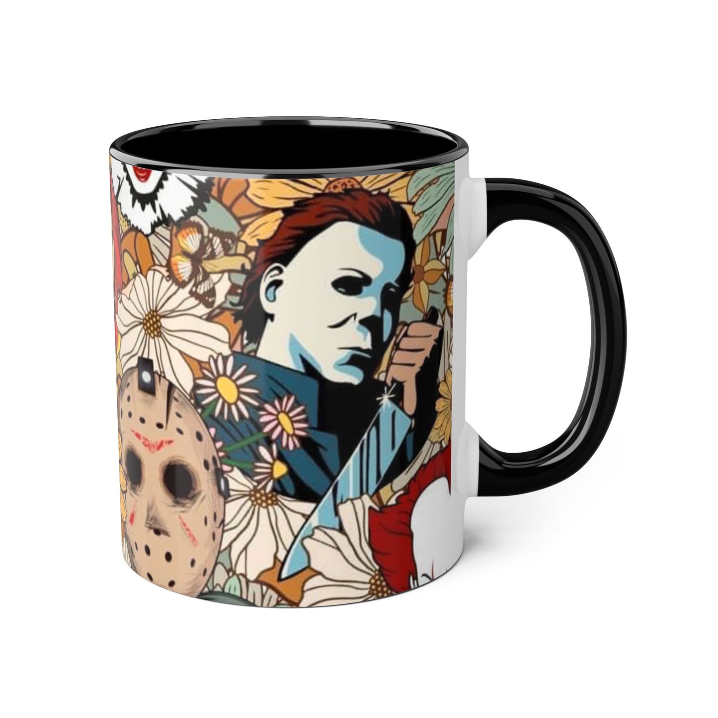 Chic Horror Accent Mugs, 11oz | Unique Gift for Horror Fans, Coffee Lover's Collectible, Spooky Seasonal Decor, Movie Night Essentials - Resilient Mind Media