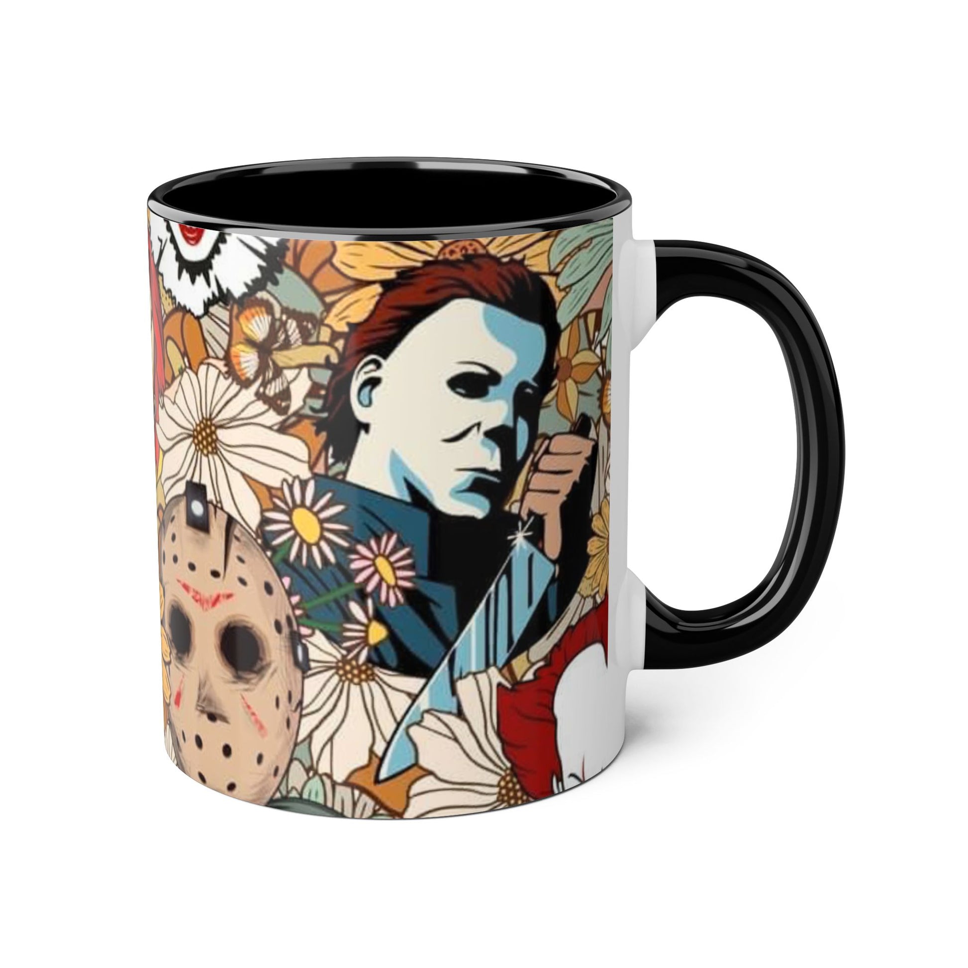 Chic Horror Accent Mugs, 11oz | Unique Gift for Horror Fans, Coffee Lover's Collectible, Spooky Seasonal Decor, Movie Night Essentials - Resilient Mind Media