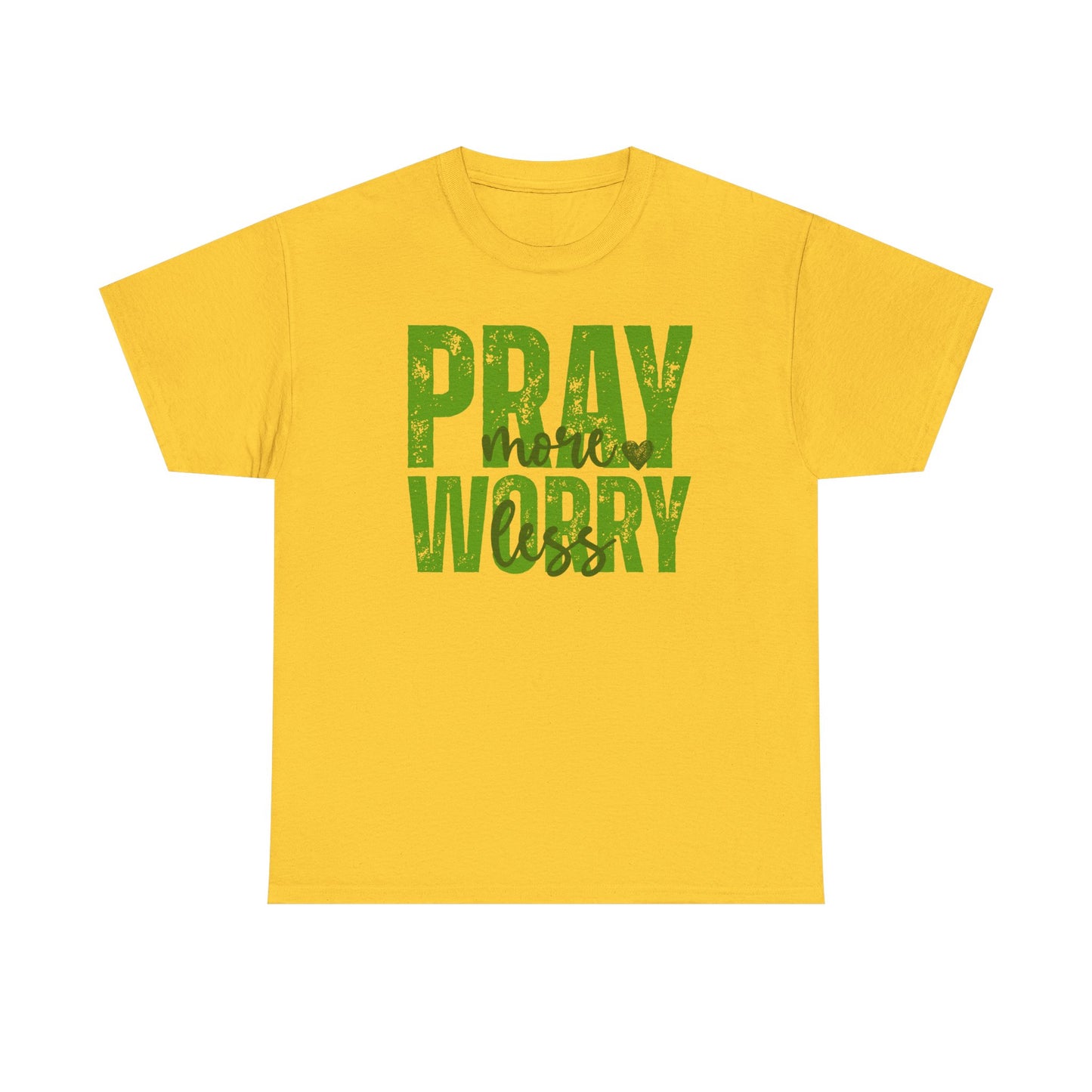 pray more worry less Inspirational Unisex Heavy Cotton Tee - 'Pray Worry' Motivational Shirt - Resilient Mind Media