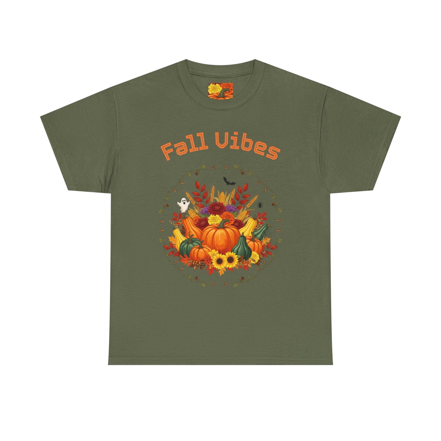 Fall Vibes Unisex Cotton Tee | Cute Autumn Shirt for Thanksgiving, Seasonal Gatherings, Cozy Nights, Harvest Celebrations, Gift