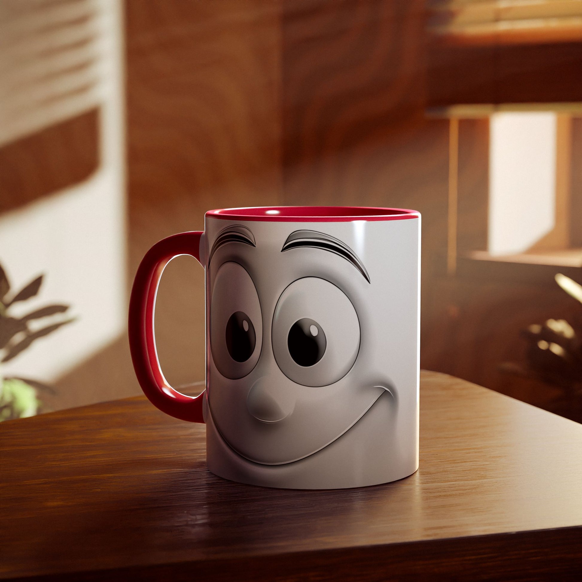 Cheerful Face Accent Mug - 11oz Coffee Cup for Daily Motivation - Resilient Mind Media