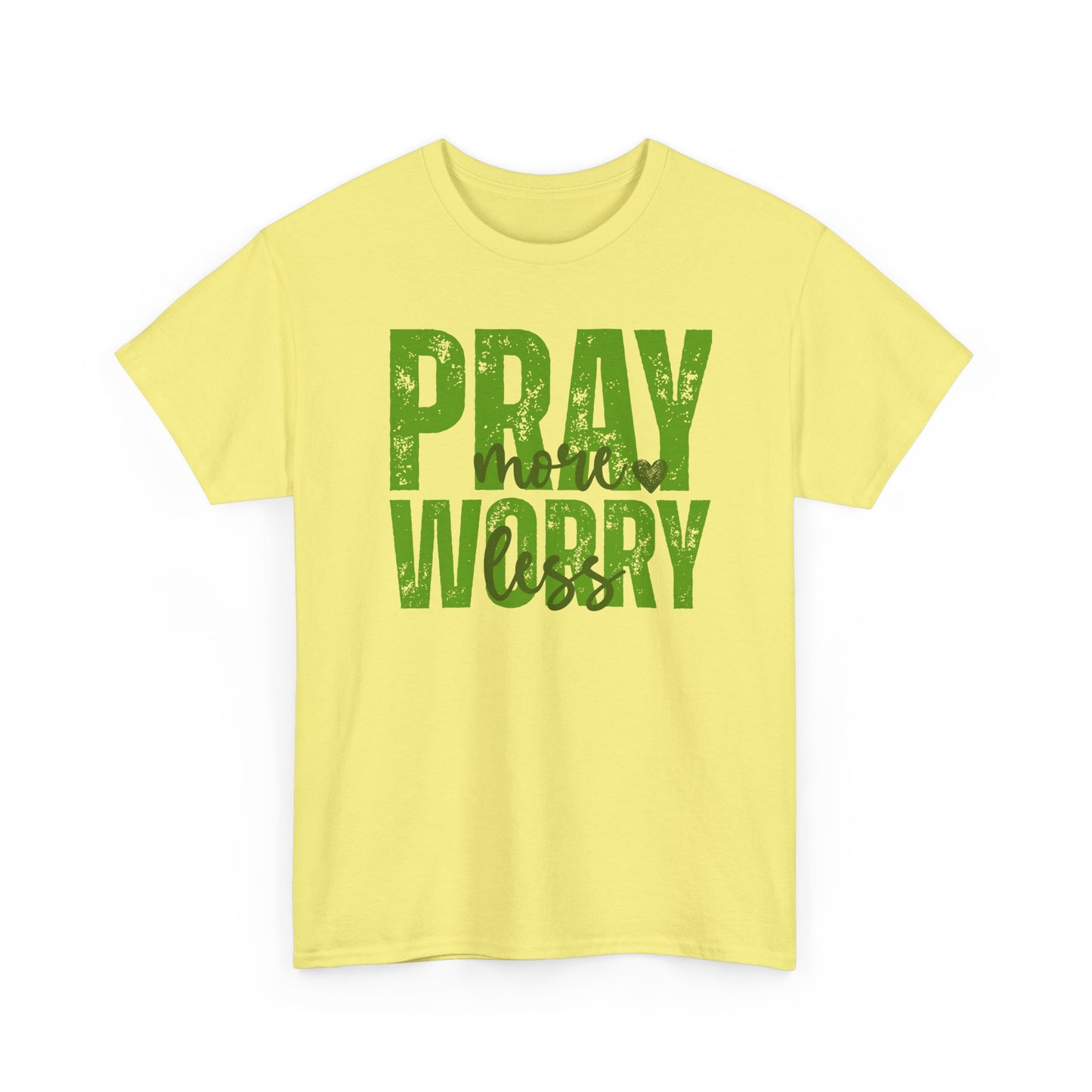 pray more worry less Inspirational Unisex Heavy Cotton Tee - 'Pray Worry' Motivational Shirt - Resilient Mind Media