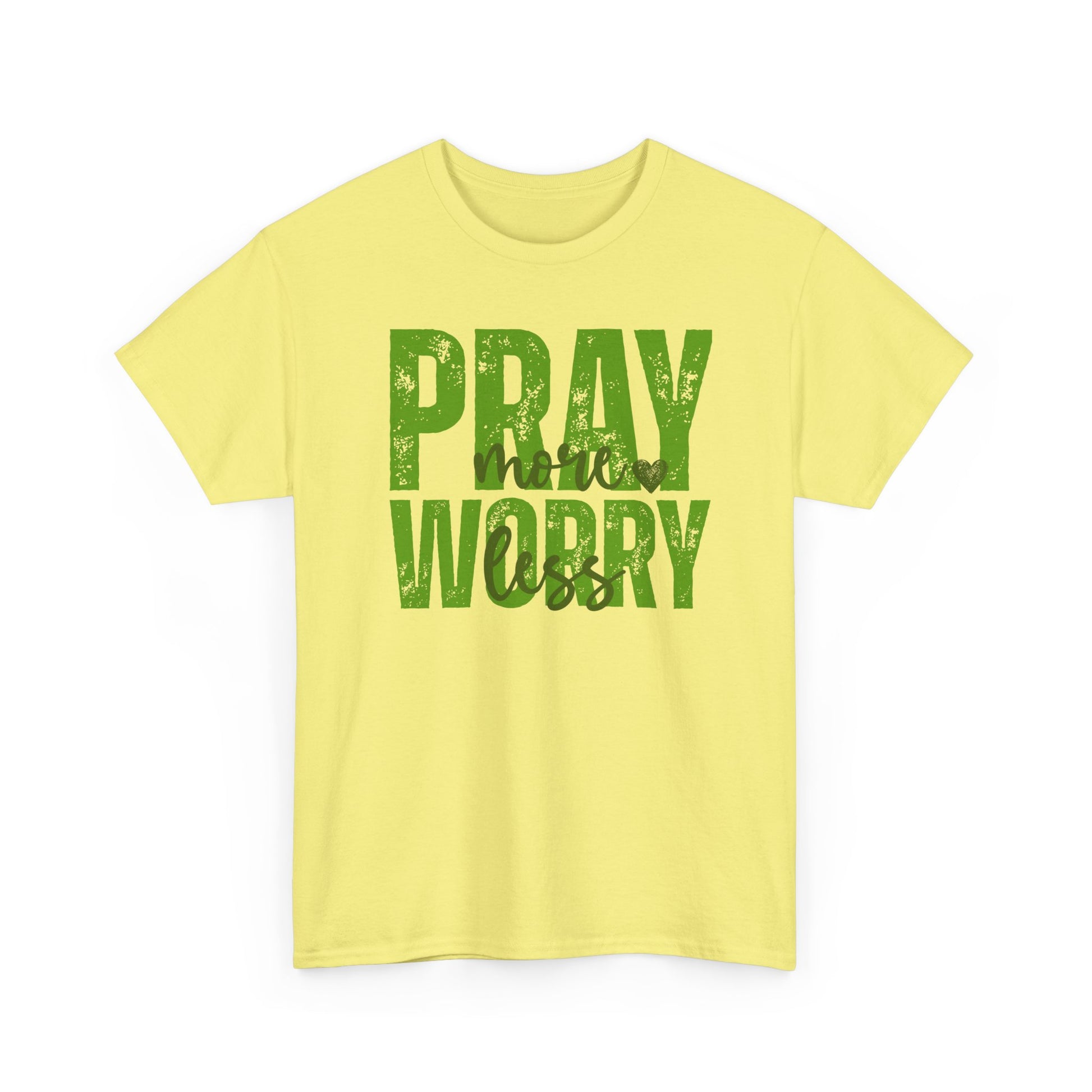 pray more worry less Inspirational Unisex Heavy Cotton Tee - 'Pray Worry' Motivational Shirt - Resilient Mind Media
