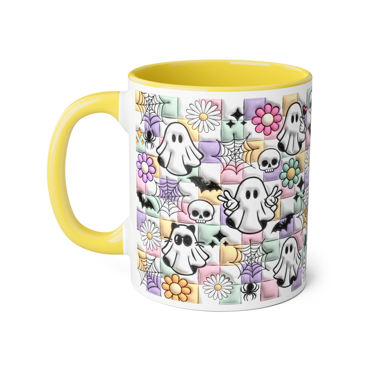 Halloween Ghosts and Flowers Accent Mug, 11oz - Resilient Mind Media