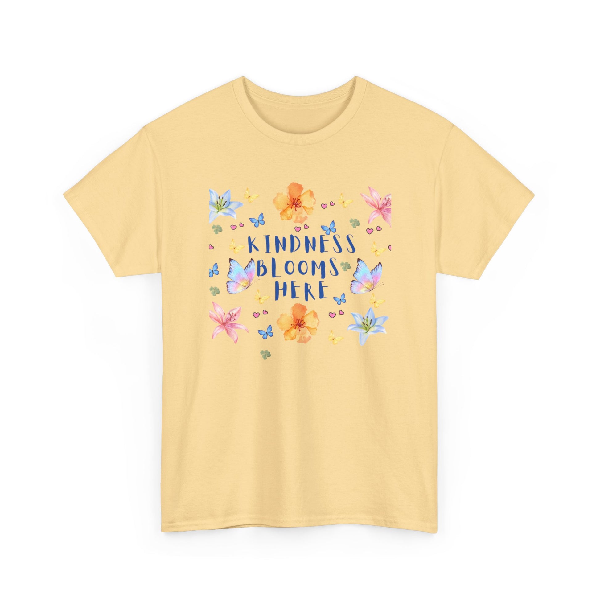 POSITIVITY MENTAL HEALTH Kindness Blooms Here Unisex Heavy Cotton Tee - Resilient Mind Media