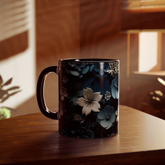 Floral Accent Mug - Elegant 11oz Coffee Cup for Home & Office - Resilient Mind Media