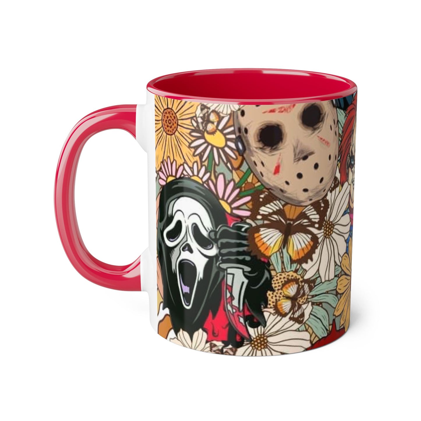 Chic Horror Accent Mugs, 11oz | Unique Gift for Horror Fans, Coffee Lover's Collectible, Spooky Seasonal Decor, Movie Night Essentials - Resilient Mind Media