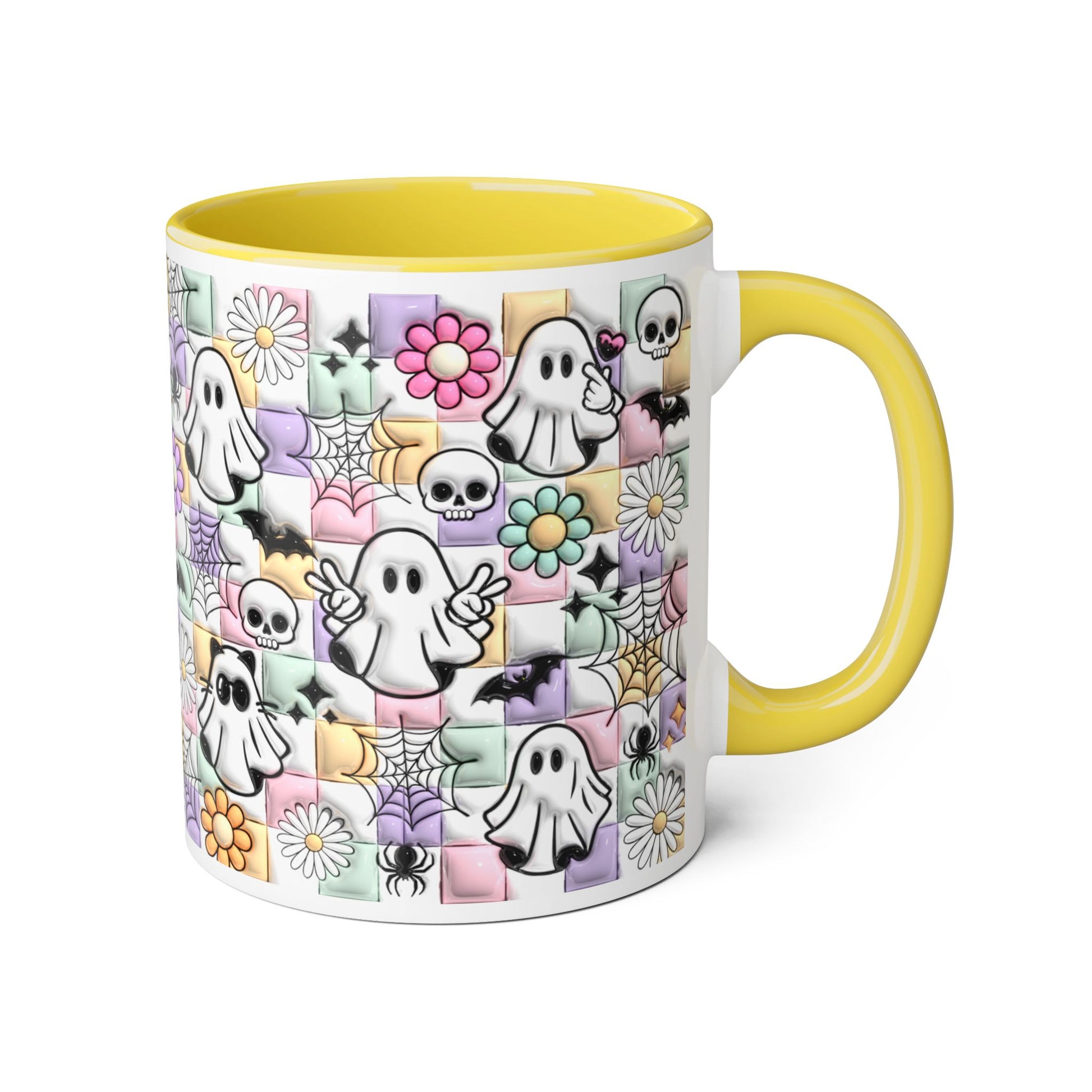 Halloween Ghosts and Flowers Accent Mug, 11oz - Resilient Mind Media