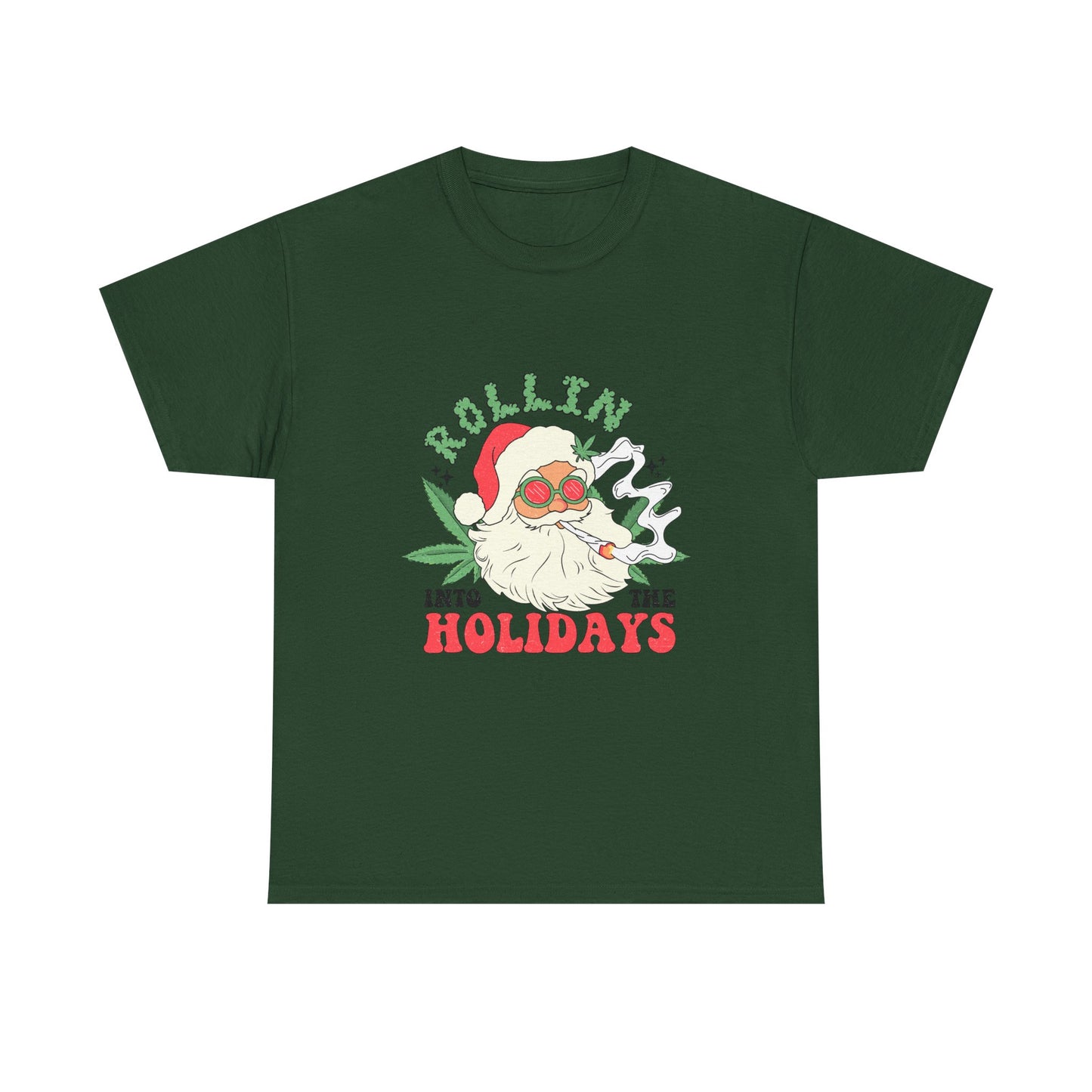 WEED FUNNY CANNABIS Rollin' into the Holidays Unisex Heavy Cotton Tee - Resilient Mind Media